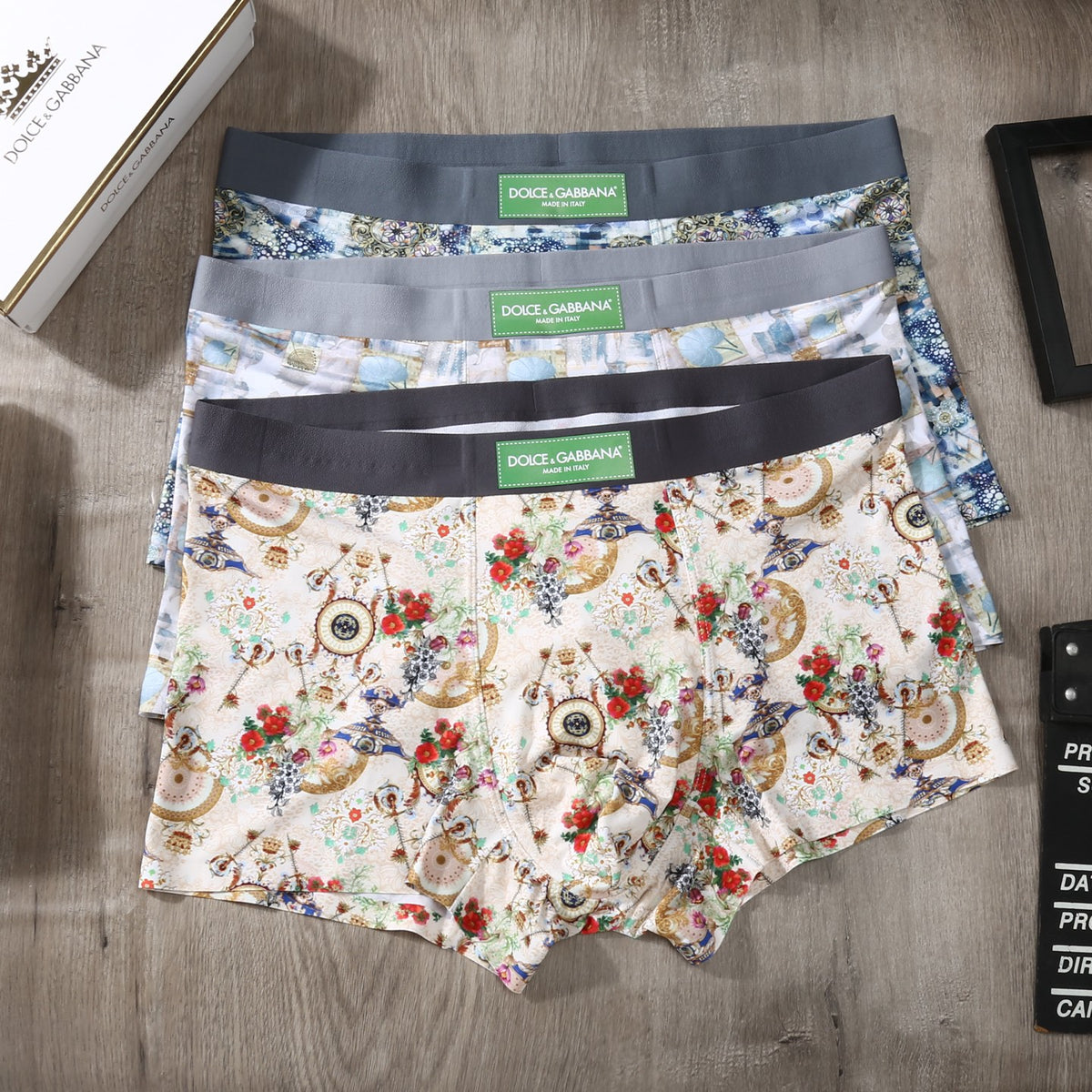 Dolce & Gabbana Ornate Print Men's Trunk Underwear - 3-Piece Box