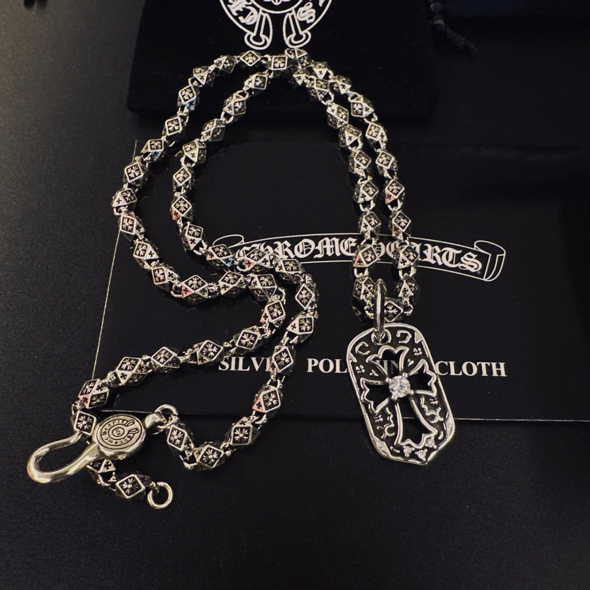 Martin Graham pendant necklace in polished metal-tone – front product view