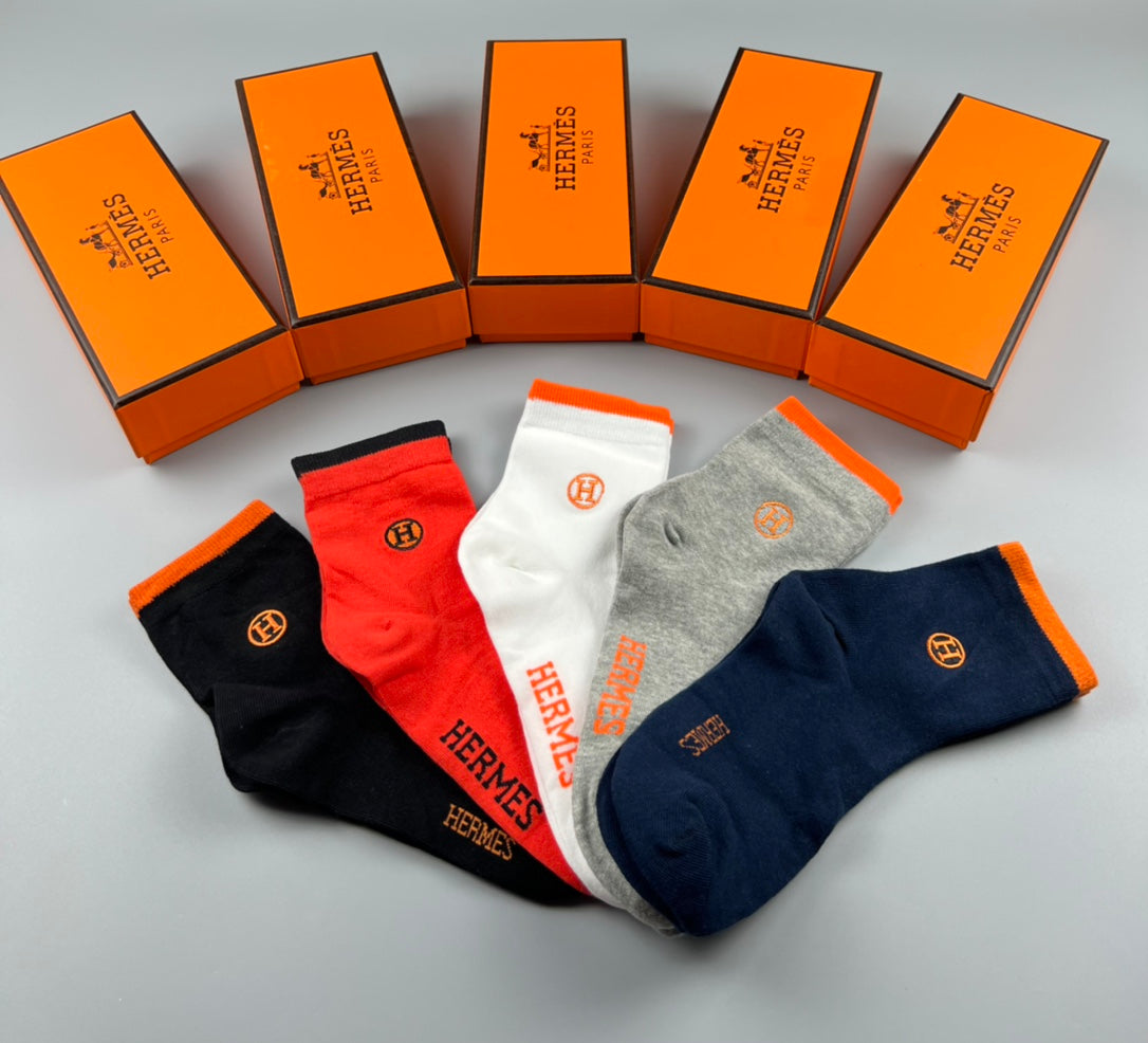 Hermes Cotton Socks - Box of 5 Pairs