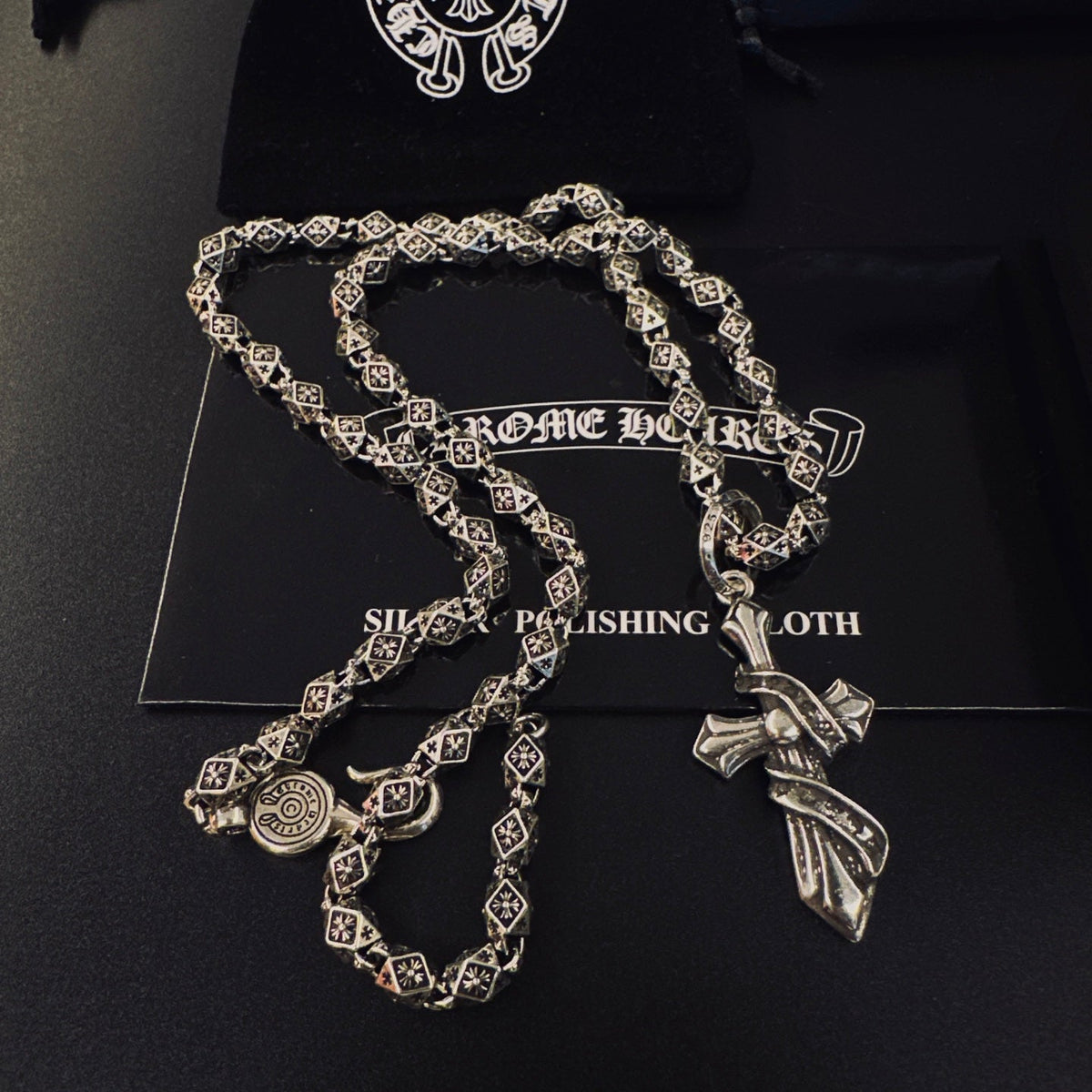 Martin Graham pendant necklace in polished metal-tone – front product view