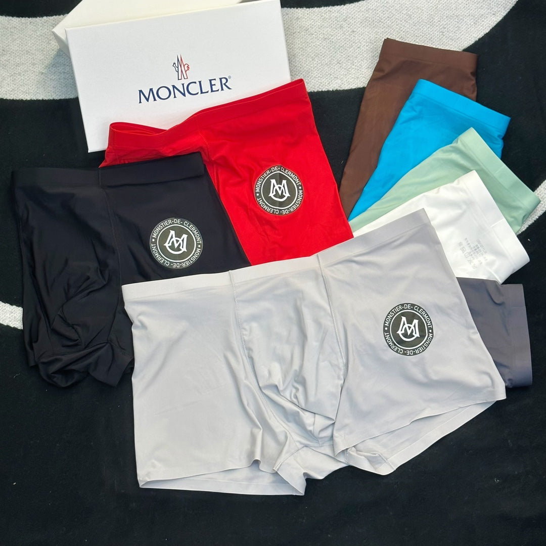 Moncler Goat-milk silk Circular Patch Men's Boxer Briefs - 3-Piece Box