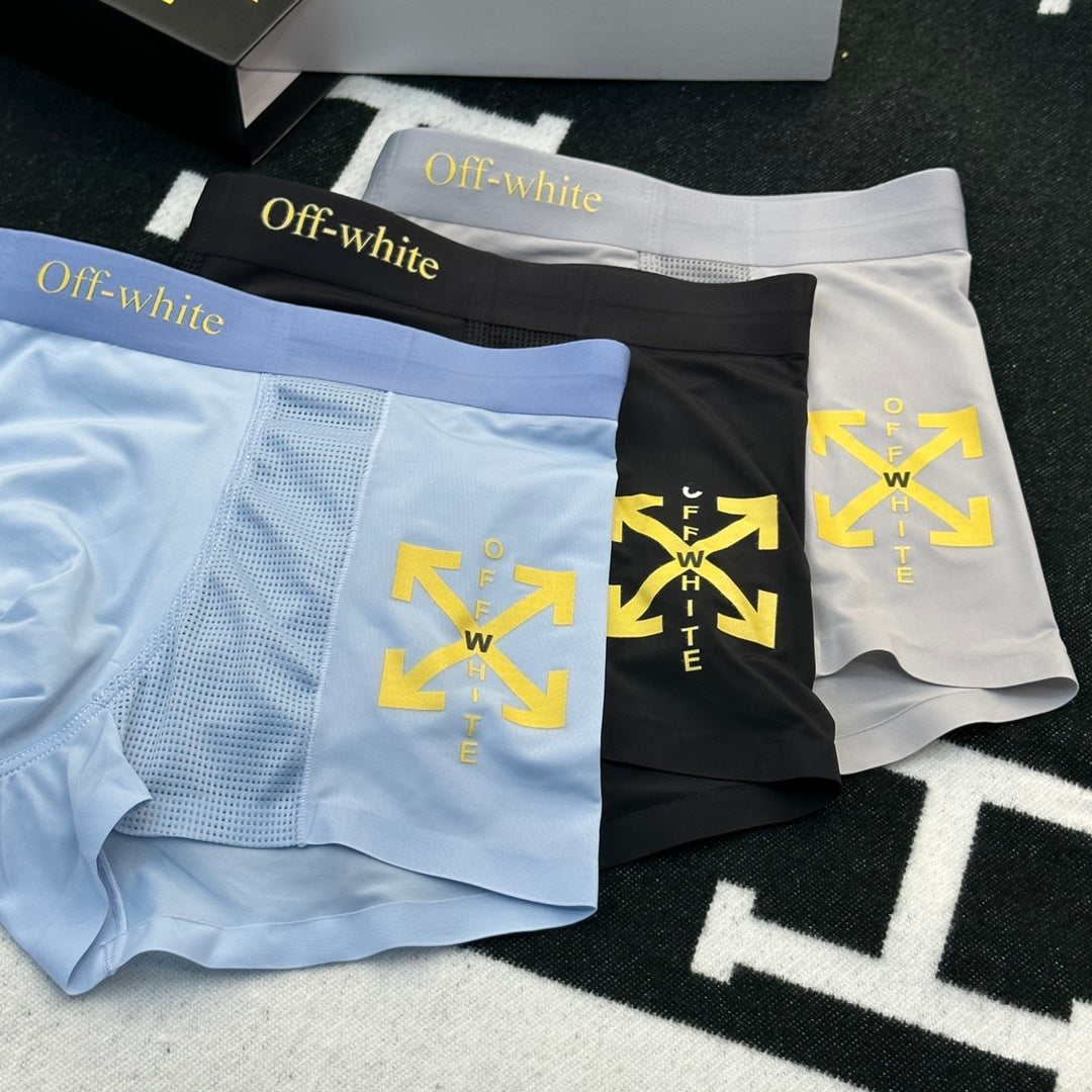 Off-White Oversized Side Graphics Men's Boxer Briefs - 3-Piece Box