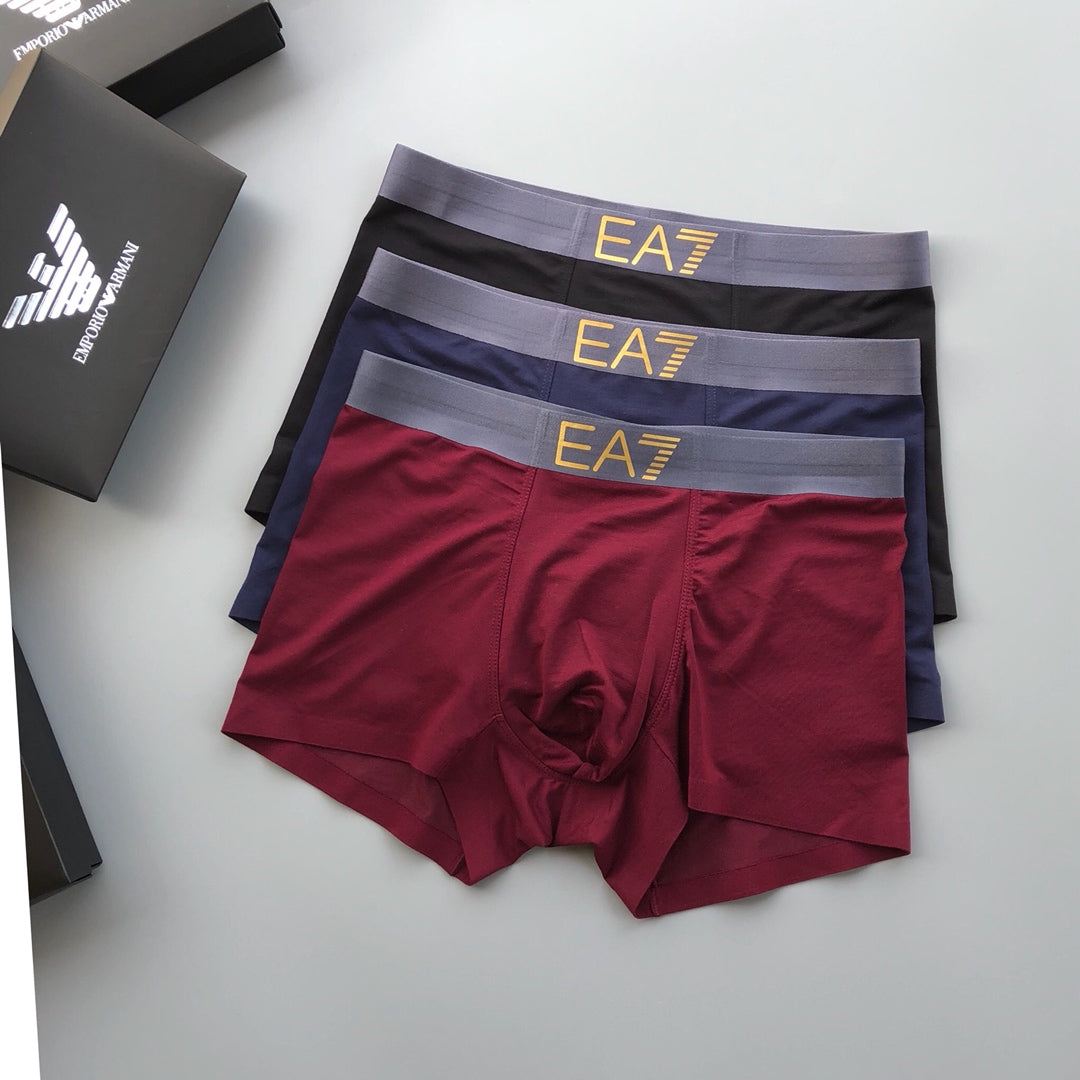 Armani Blue, Green & White Tonal Waistbands Men's Boxer Briefs - 3-Piece Box