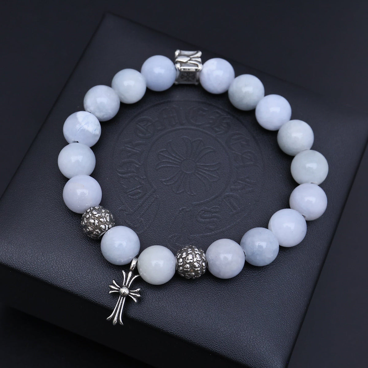 Martin Graham beaded bracelet in polished metal-tone – front product view