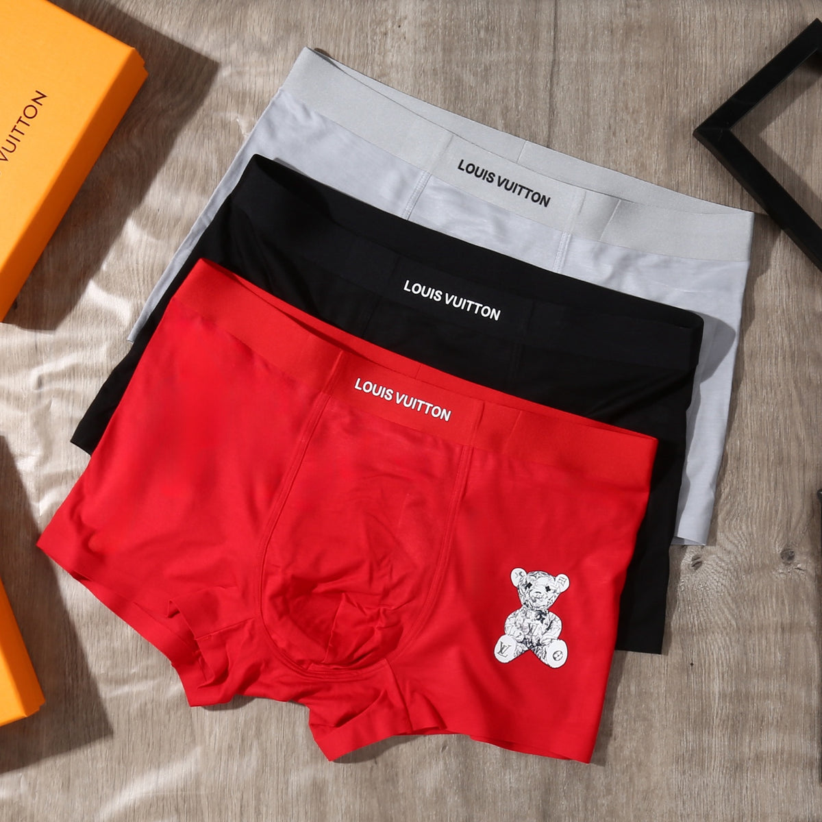 Louis Vuitton Modal-Blend Teddy Motif Men's Underwear - 3-Piece Box
