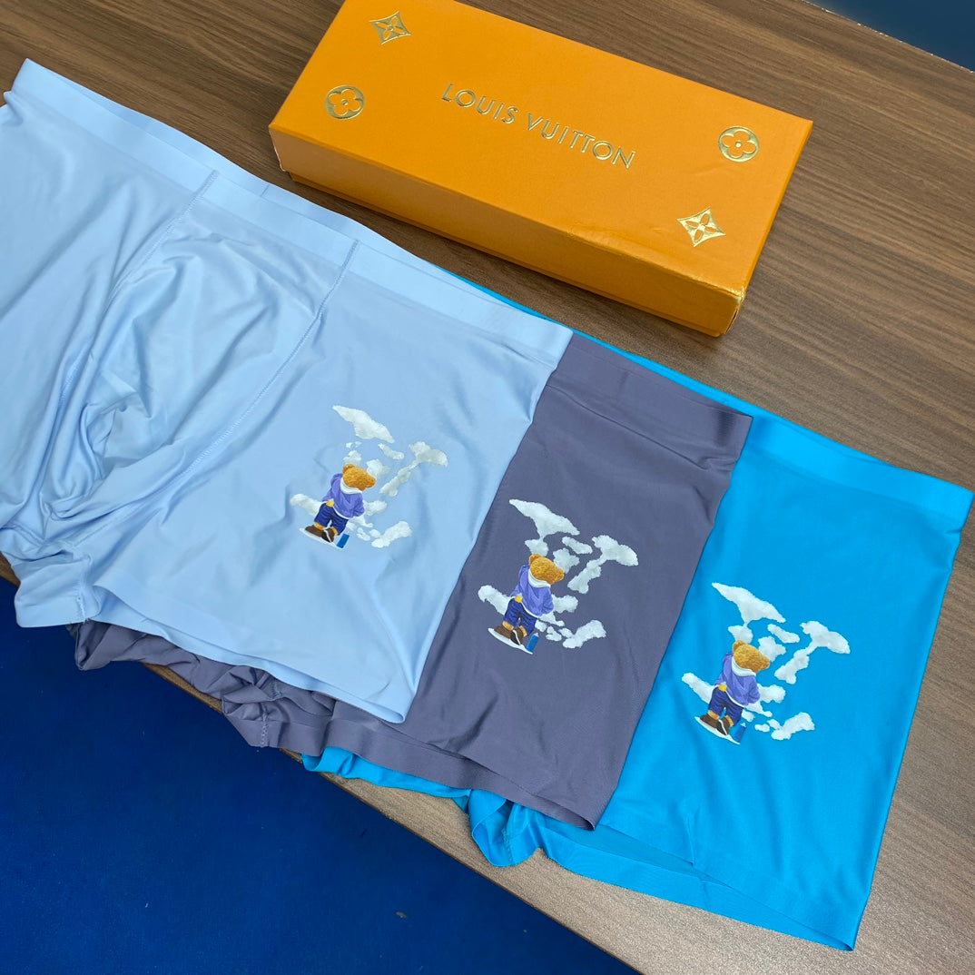 Louis Vuitton Blue & Grey Men's Boxer Briefs - 3-Piece Box