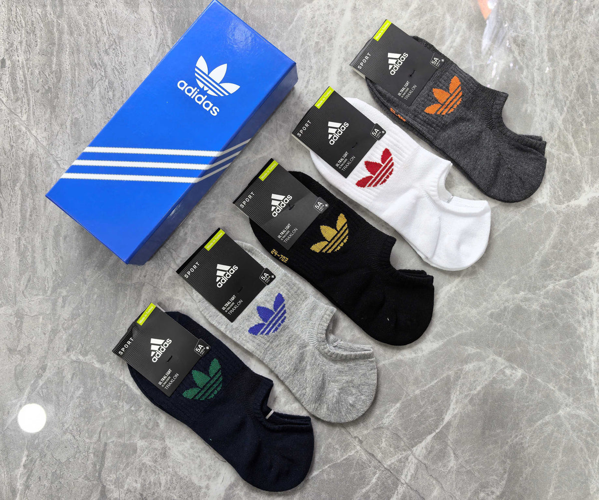 Adidas Cotton Multicolour Trefoil Motifs No-Show Socks