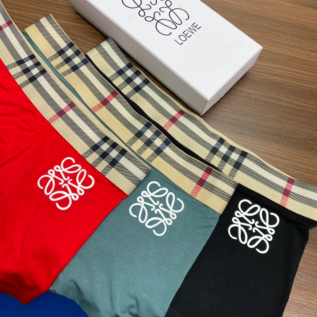 Loewe Check Waistband Men's Trunk Underwear - 3-Piece Box