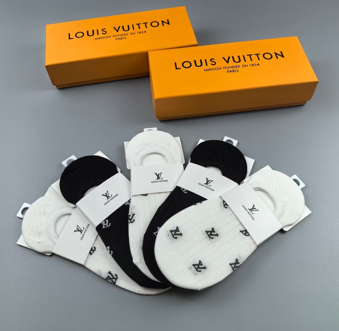 Louis Vuitton Visible Logo, Stripe Or Motif Details Short Socks - 5-Pair Set