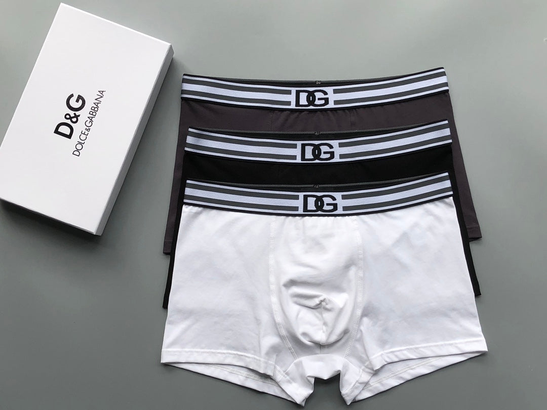 Dolce & Gabbana Cotton Striped Logo Waistbands Men's Boxer Briefs