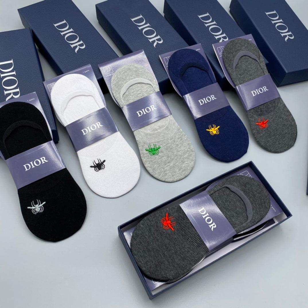 Dior Embroidered Bee No-Show Socks - Box of 5 Pairs