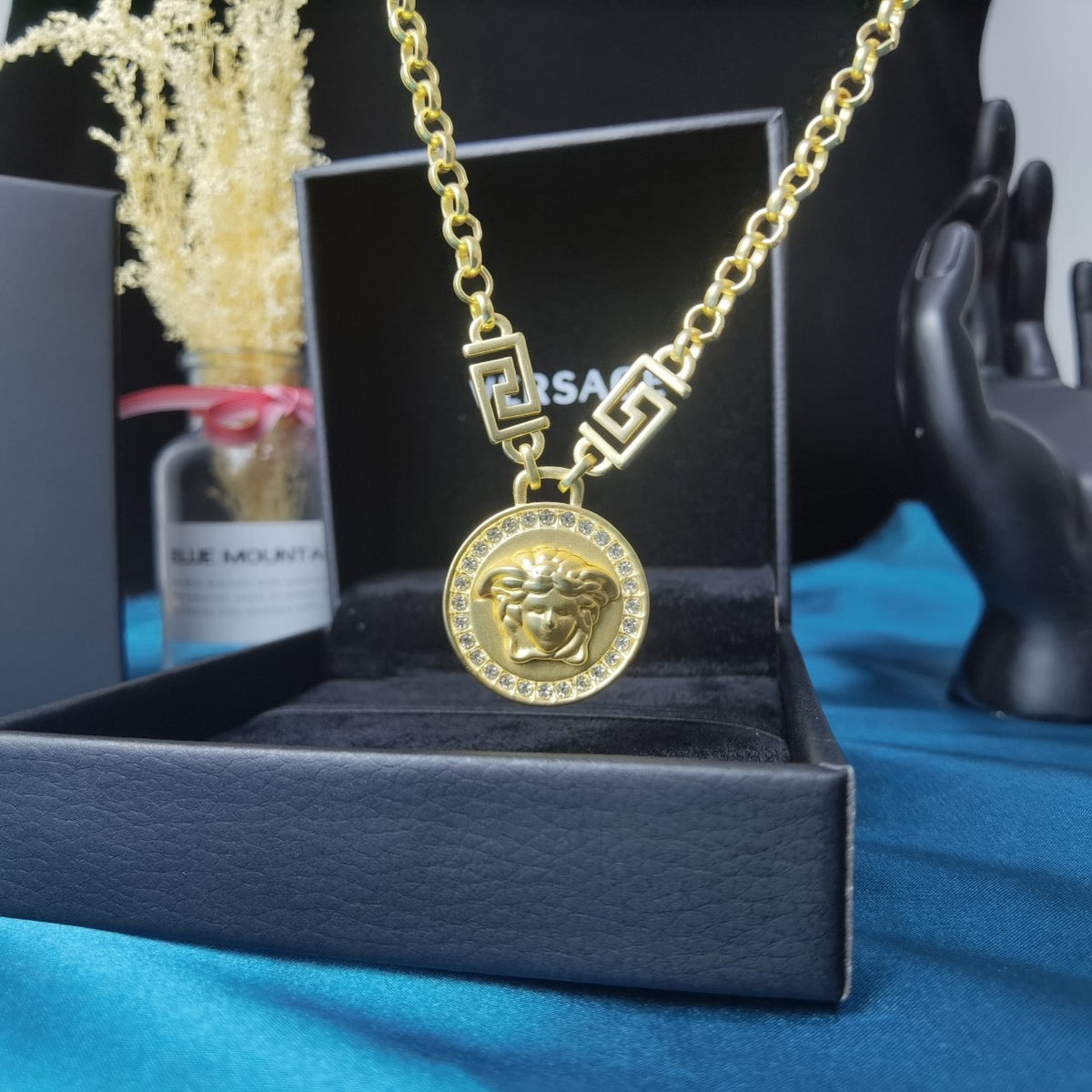 Martin Graham pendant necklace in polished metal-tone – front product view