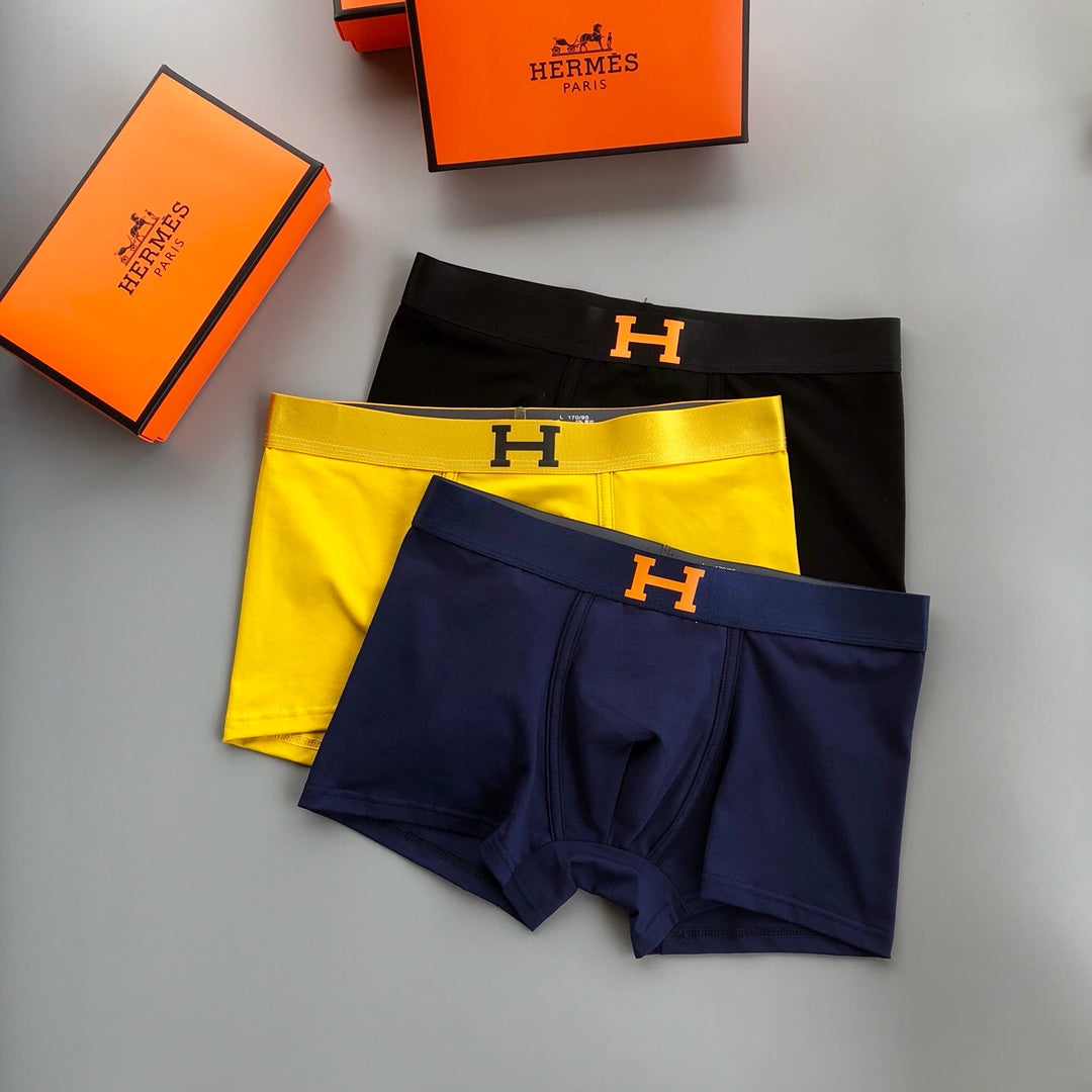 Hermes Contrast H Men's Boxer Briefs - 3-Piece Box