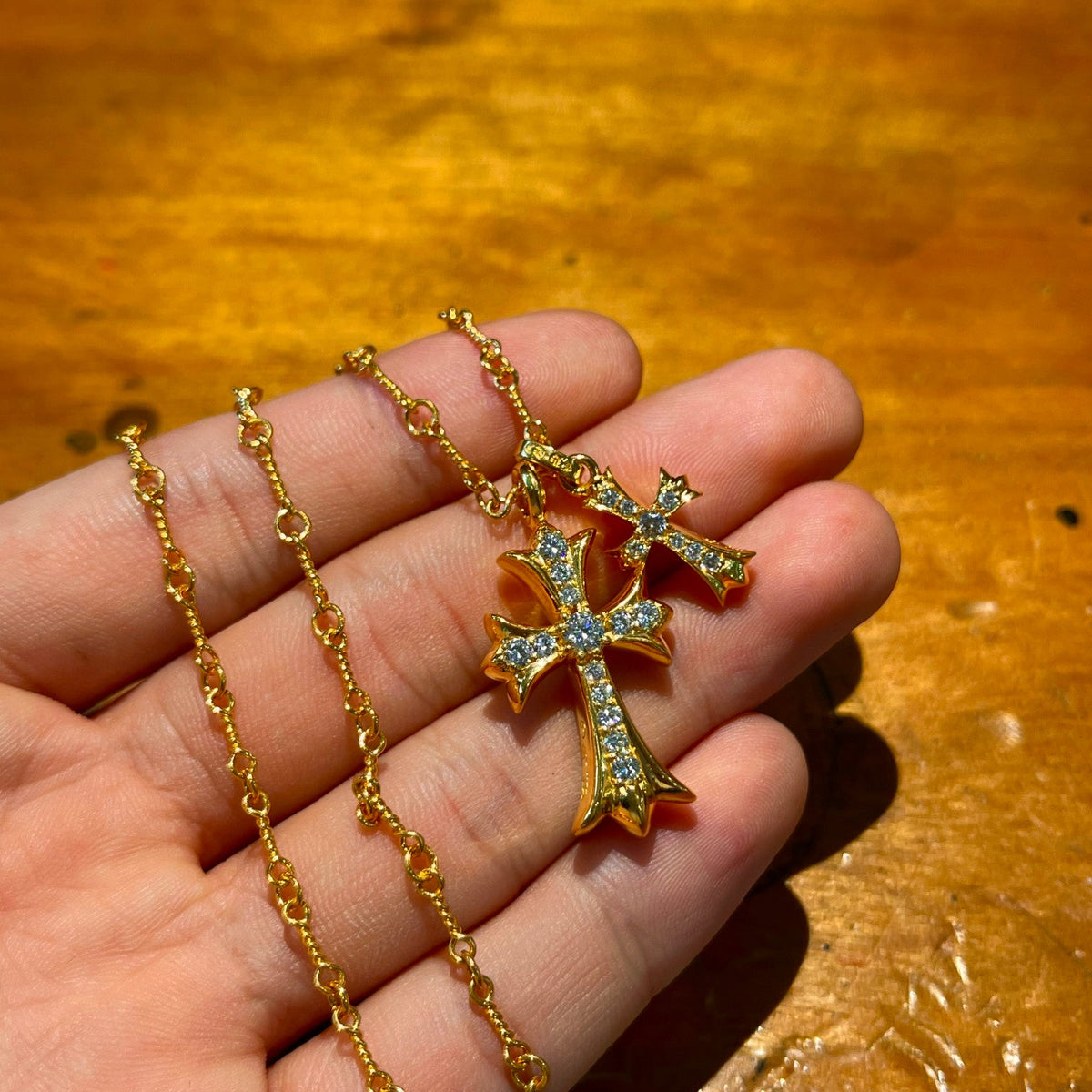 Martin Graham pendant necklace in polished metal-tone – front product view