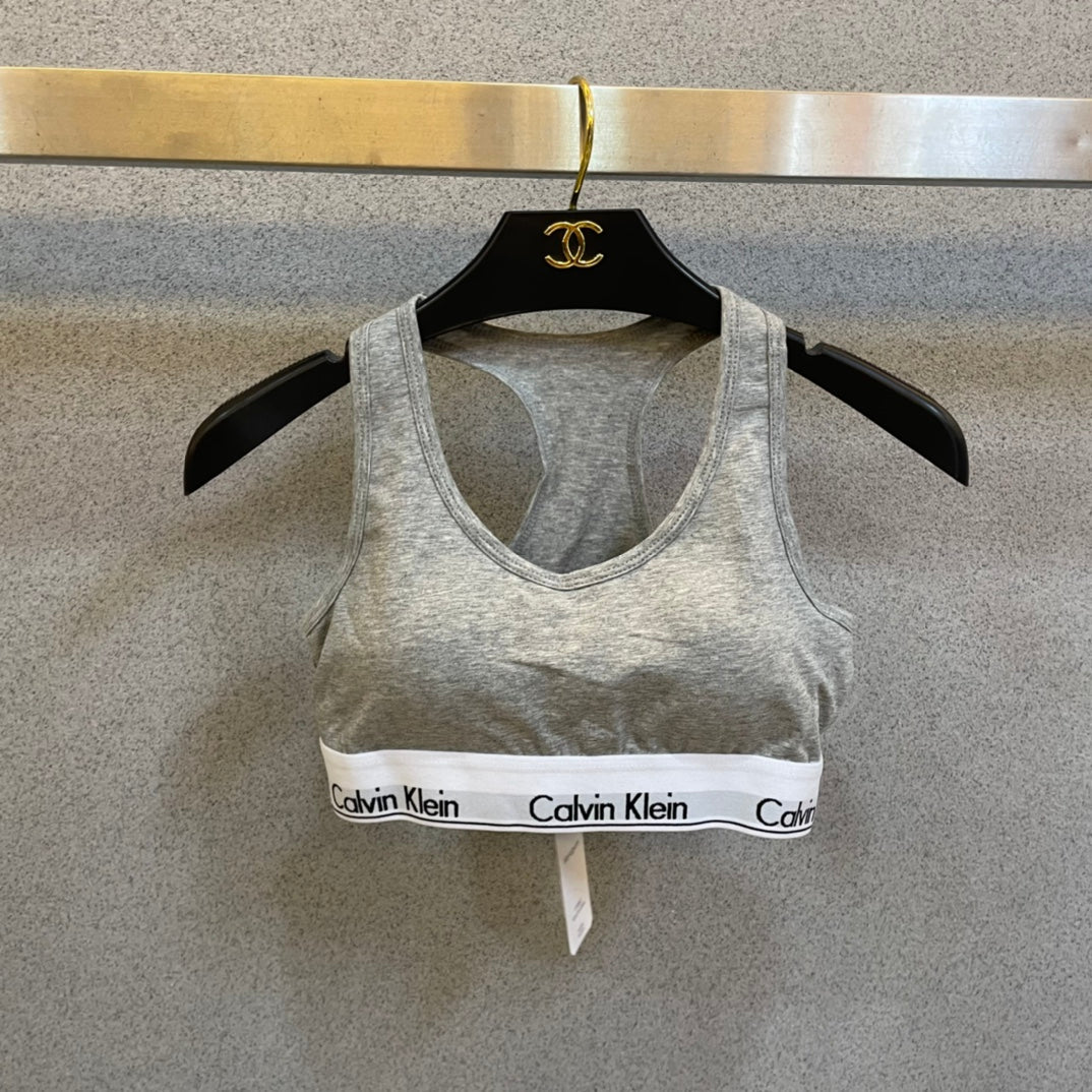 Calvin Klein Heather Grey Racerback Bra and Brief Set Women's Bra & Brief Set - 2-Piece Set