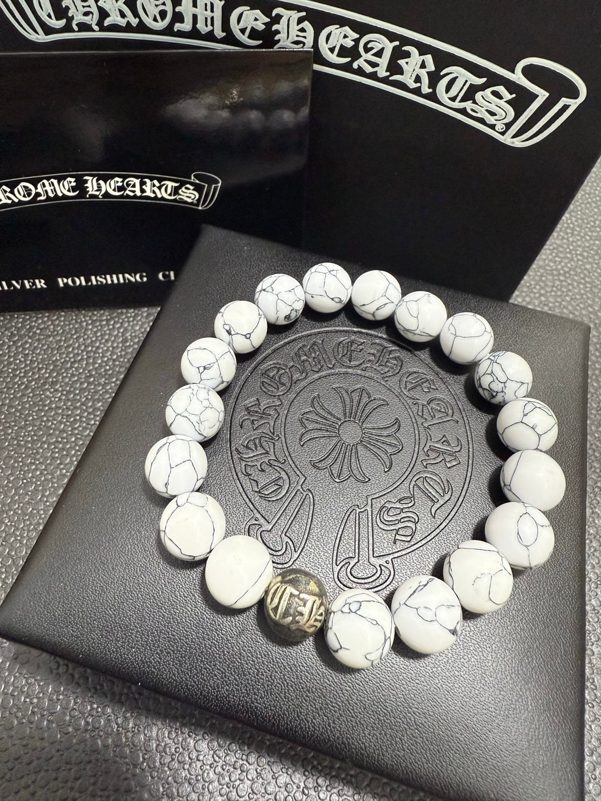 Martin Graham beaded bracelet in polished metal-tone – front product view