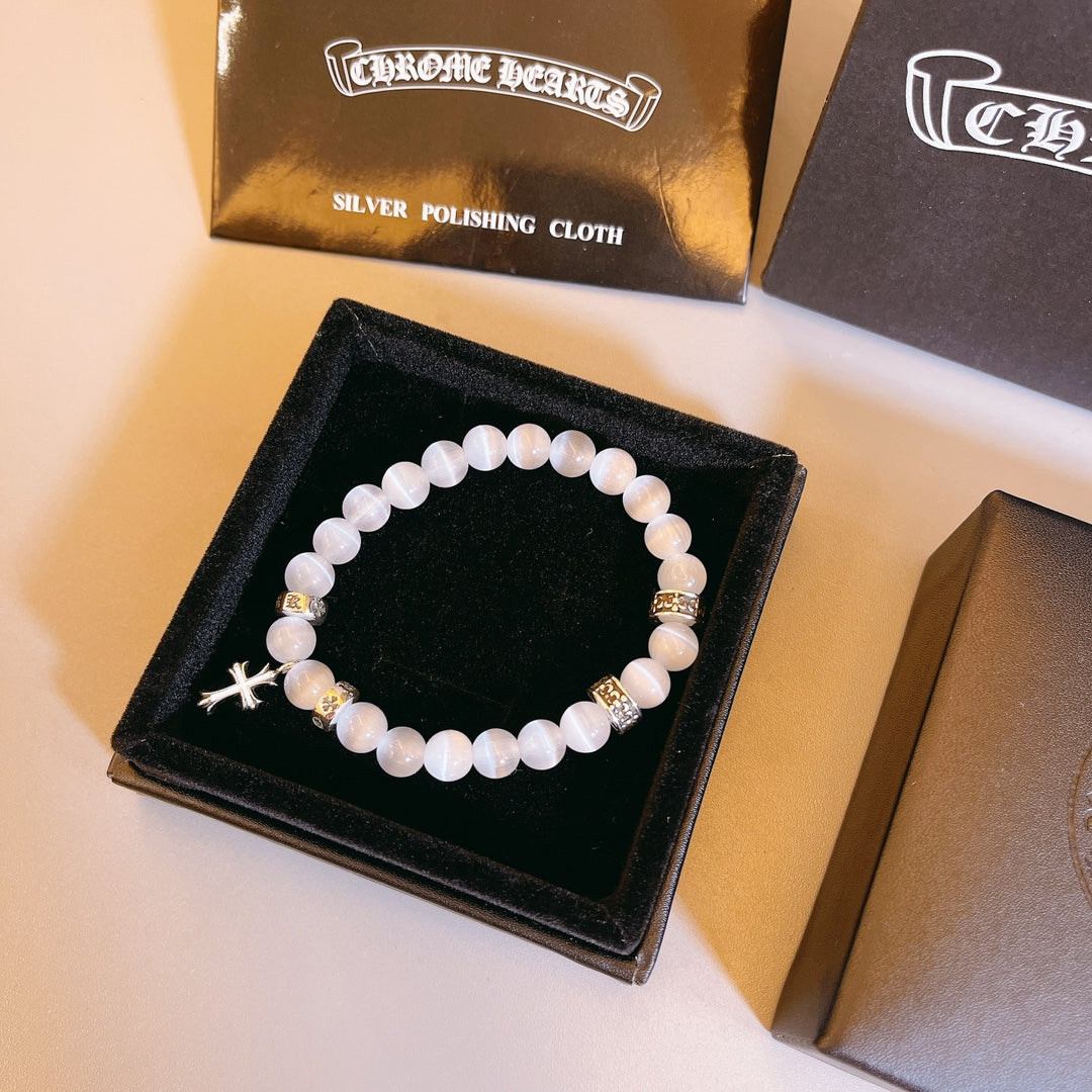 Martin Graham beaded bracelet in polished metal-tone – front product view