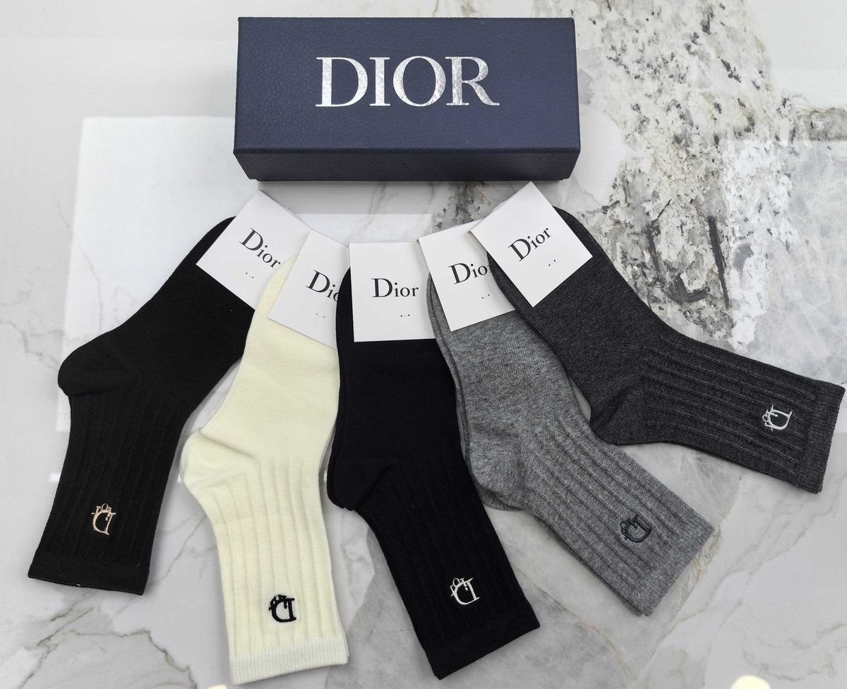 Dior Combed Cotton Crew Socks - 5-Pair Set