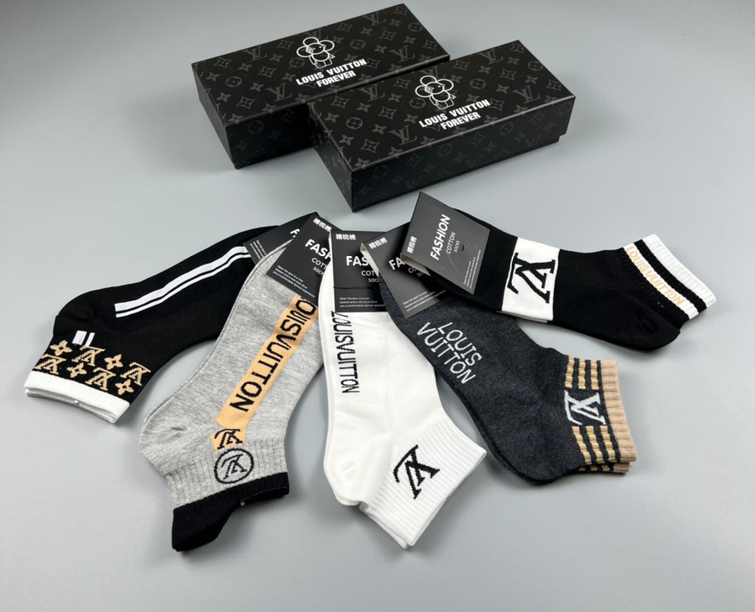 Louis Vuitton Star And Initial Ankle Socks - 5-Pair Set