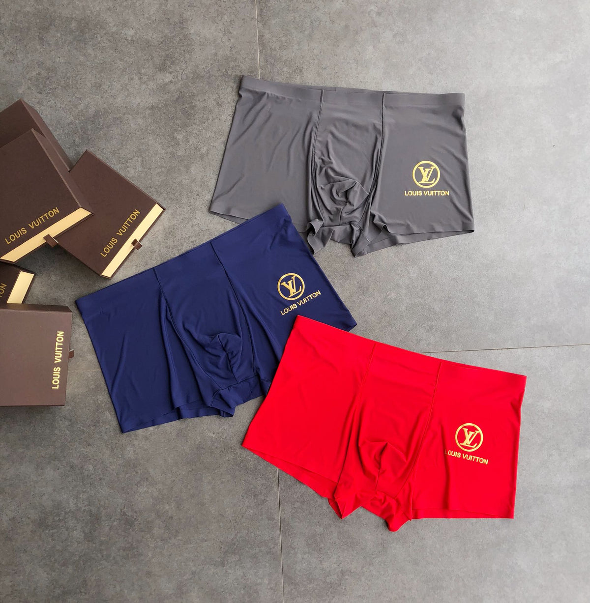 Louis Vuitton Visible All-Over Pattern And Logo Details Men's Boxer Briefs - 3-Piece Box