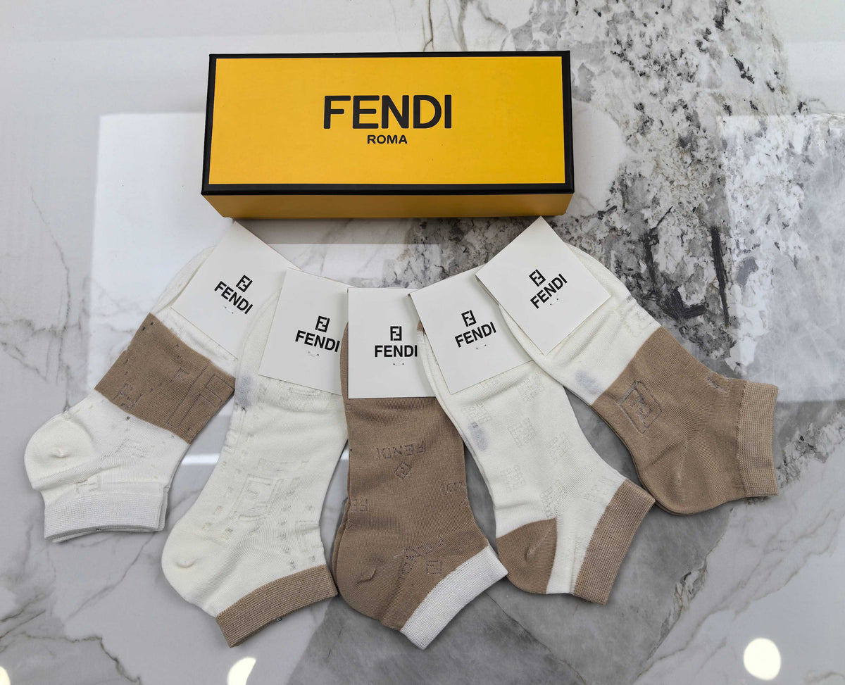 Fendi Modal No-Show Socks - 5-Pair Set