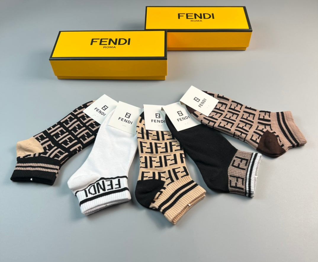 Fendi Repeating Letter Patterns Ankle Socks