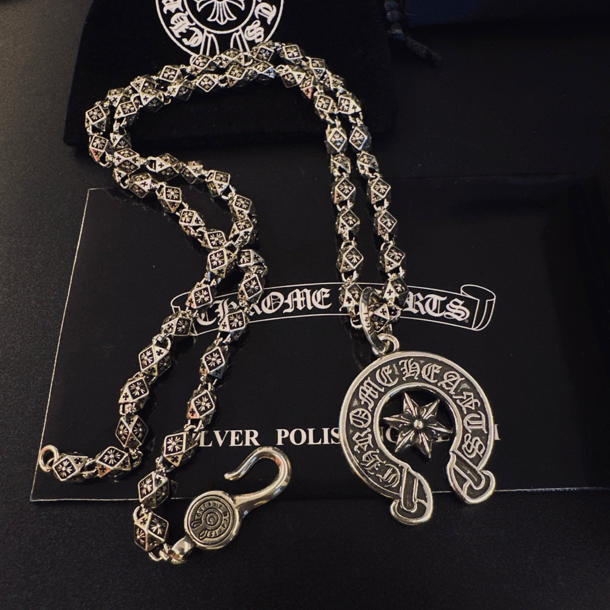 Martin Graham pendant necklace in polished metal-tone – front product view