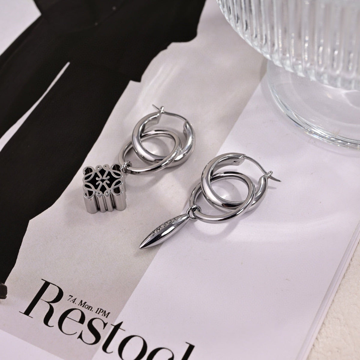 Martin Graham earrings in polished metal-tone – front view