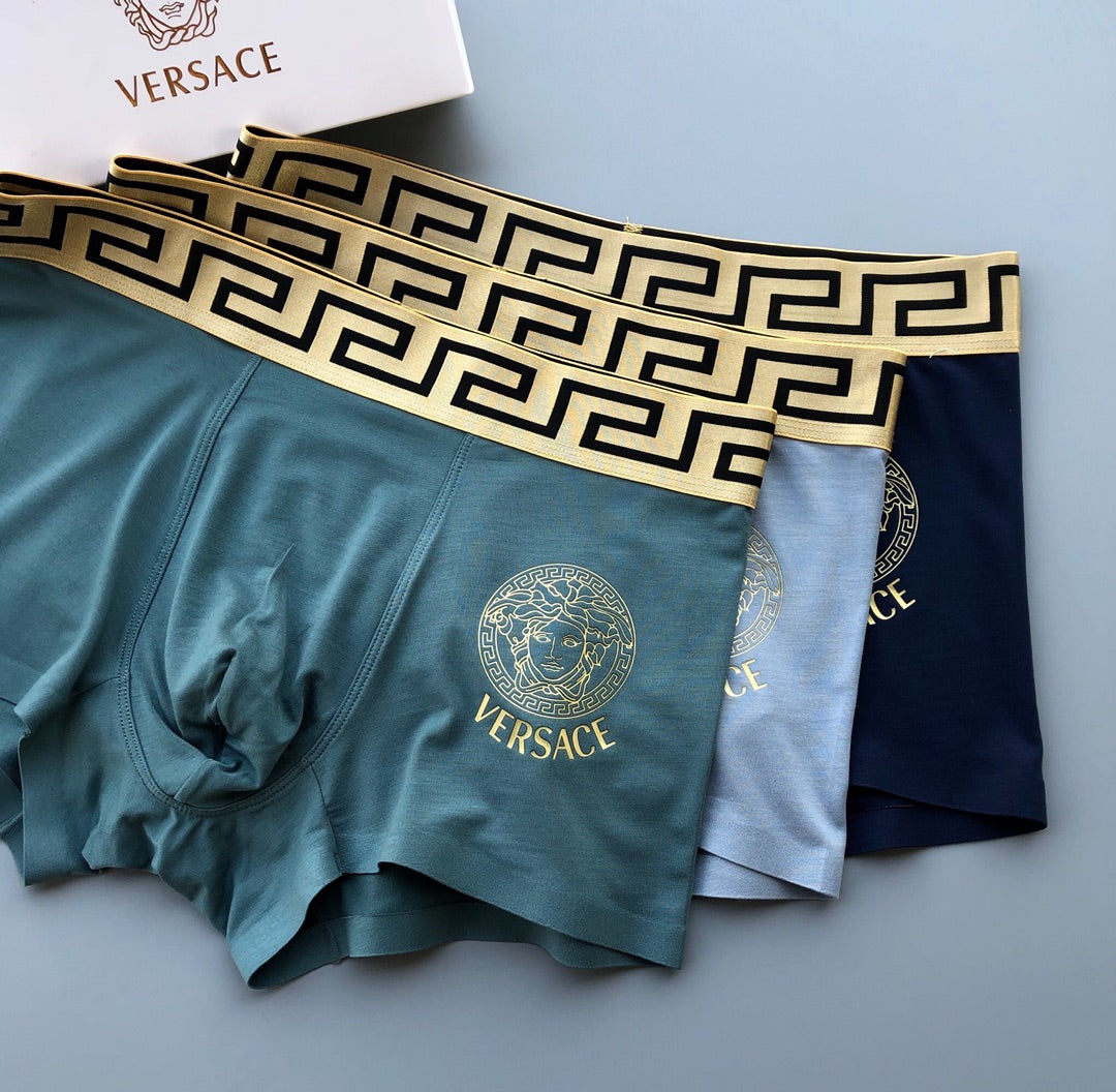 Versace Greek-Key Waistbands And Medallion Men's Boxer Briefs - 3-Piece Box