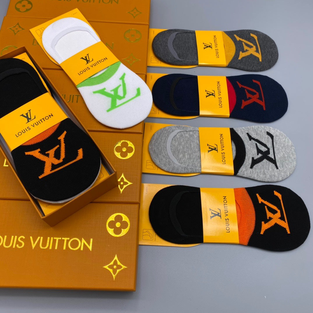 Louis Vuitton Oversized Logo No-Show Socks - Box of 5 Pairs