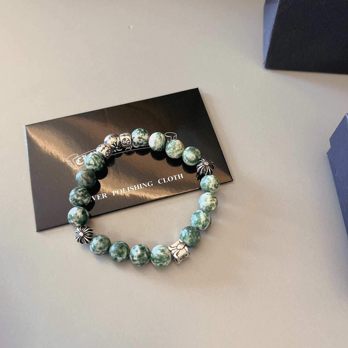 Martin Graham beaded bracelet in polished metal-tone – front product view
