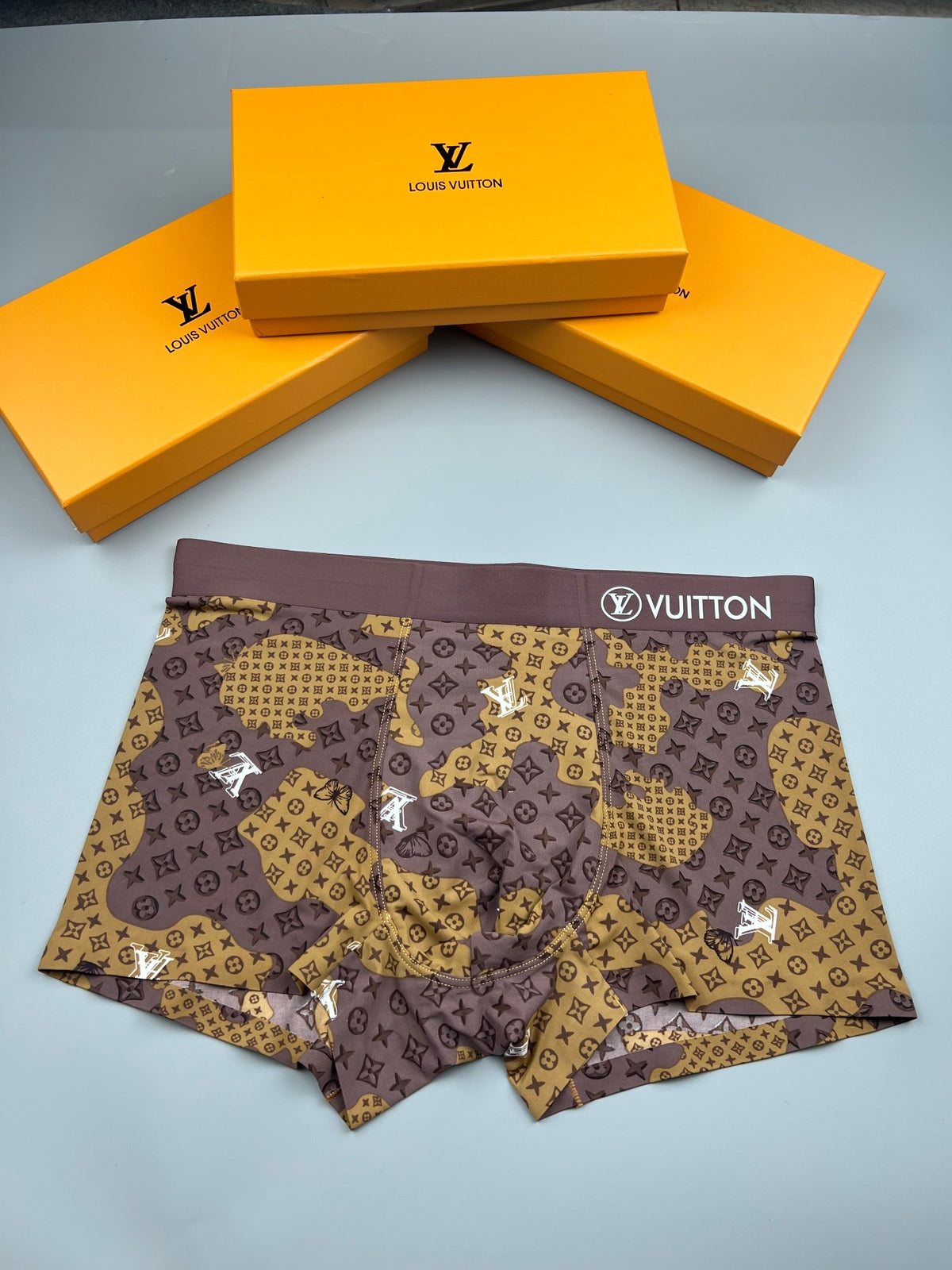 Louis Vuitton All-Over Monogram-Style Motifs Men's Boxer Briefs - 3-Piece Box