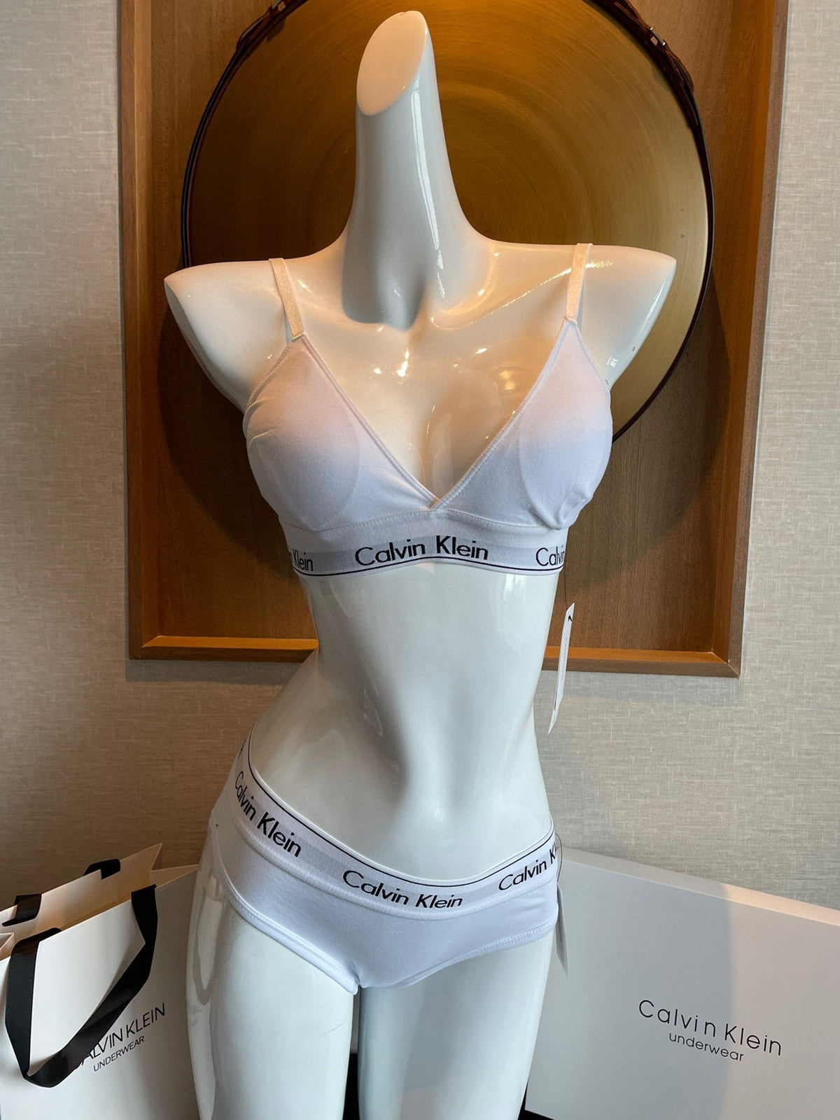 Calvin Klein White Triangle Bra and Brief Set Women's Bra & Brief Set - 2-Piece Set