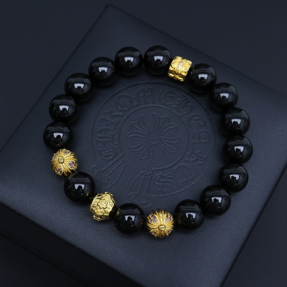 Martin Graham beaded bracelet in polished metal-tone – front product view