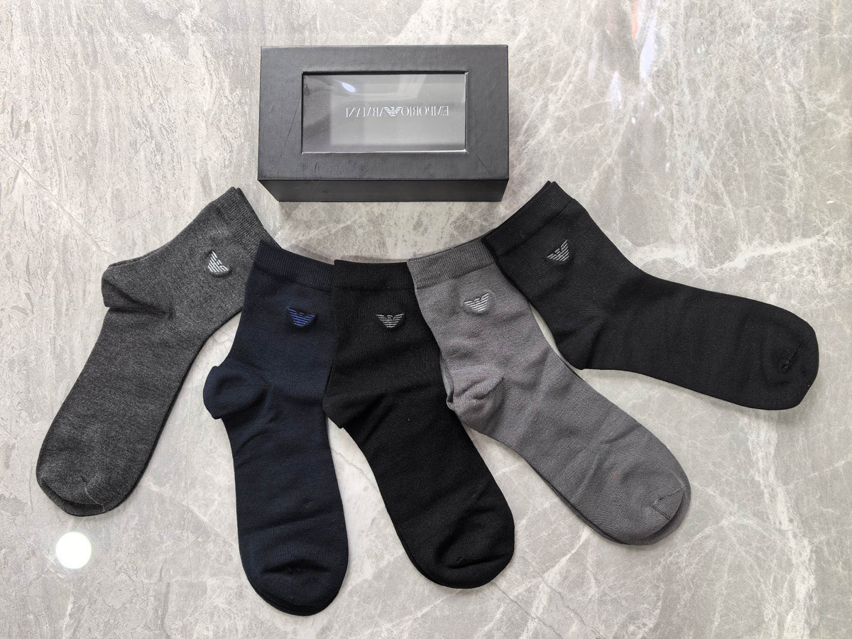 Armani Modal Subtle Eagle Emblems Crew Socks - 5-Pair Set