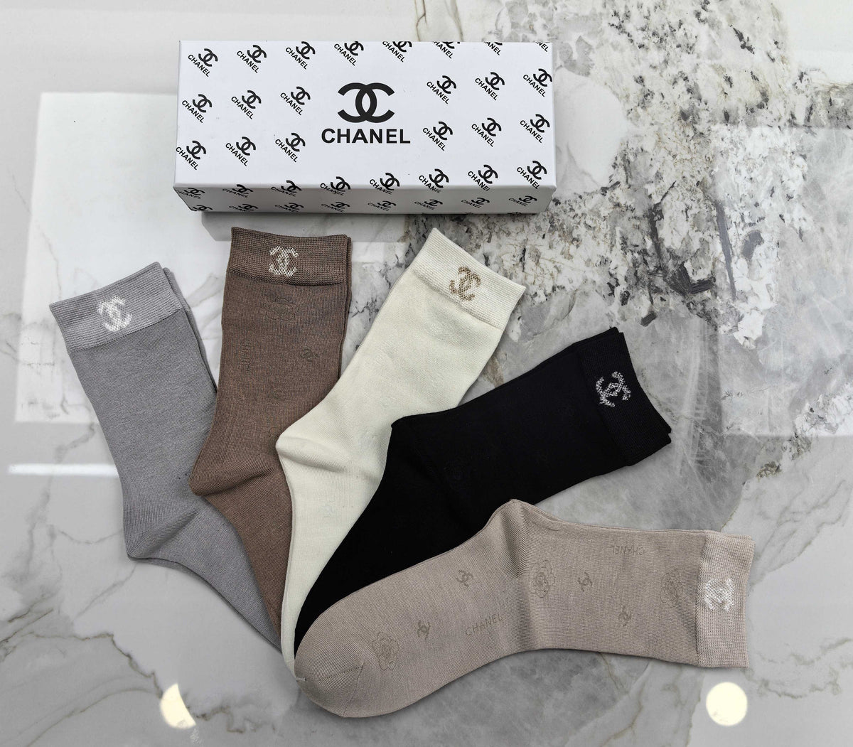 Chanel Modal Blend Crew Socks - 5-Pair Set