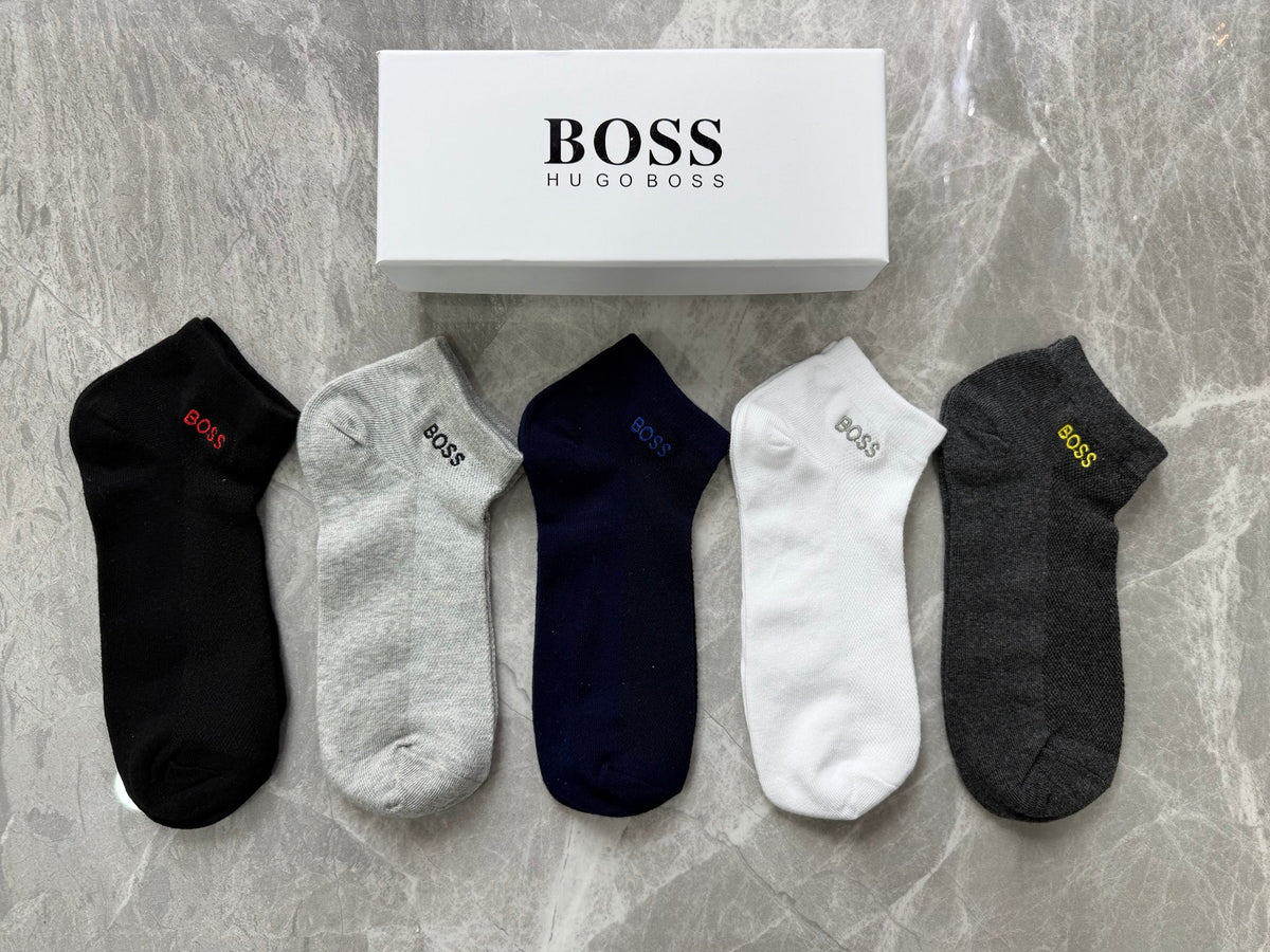 Boss Small Contrast Logos Ankle Socks - 5-Pair Set