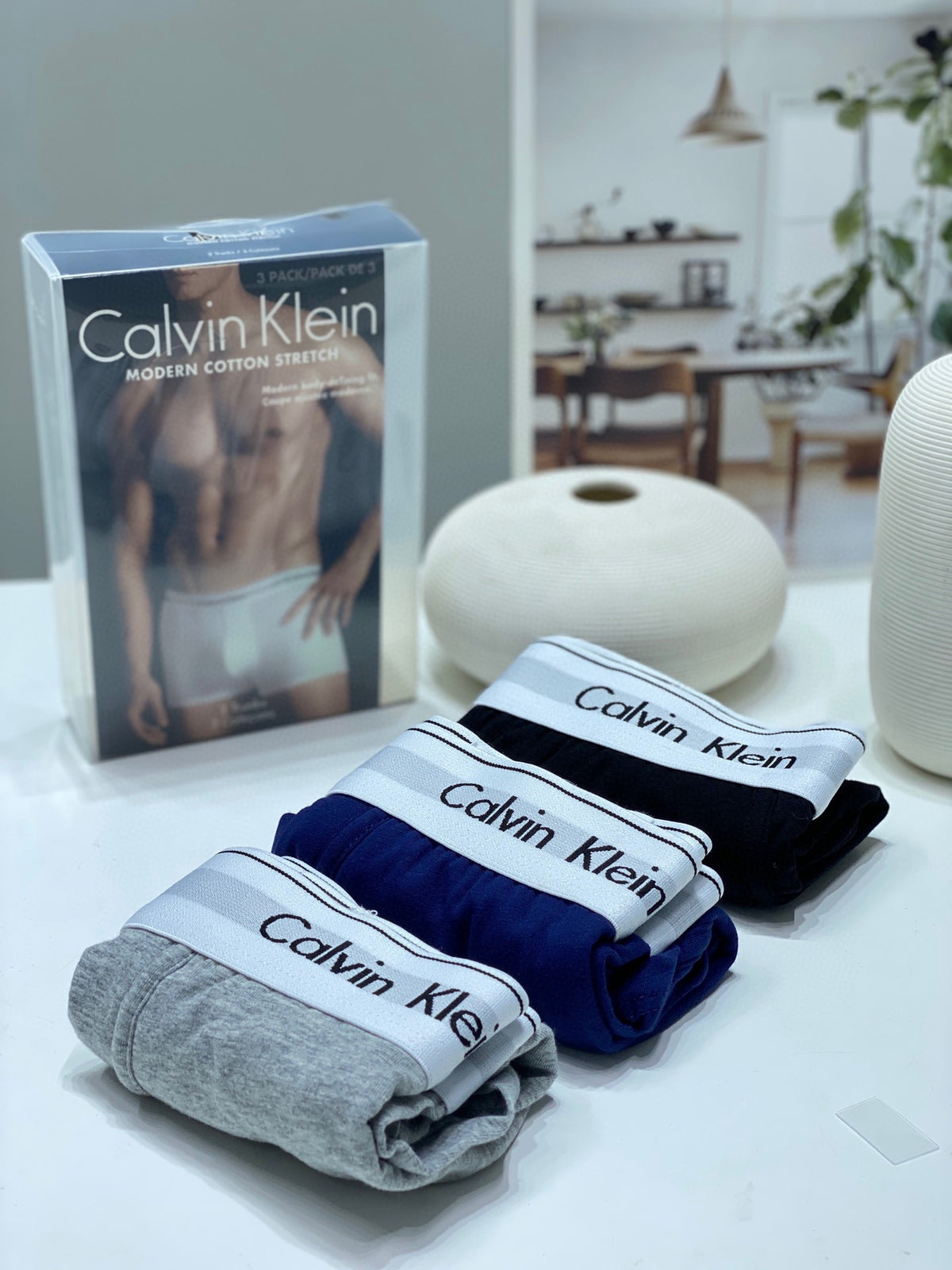 Calvin Klein Long-staple cotton Clean White Waistbands Men's Boxer Briefs - 3-Piece Box