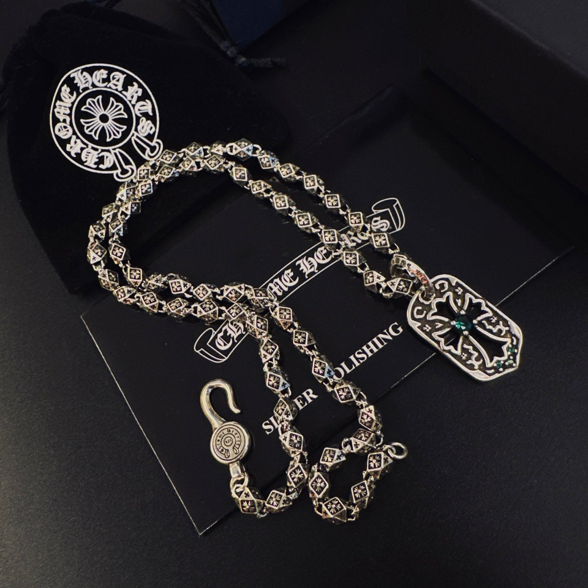Martin Graham pendant necklace in polished metal-tone – front product view