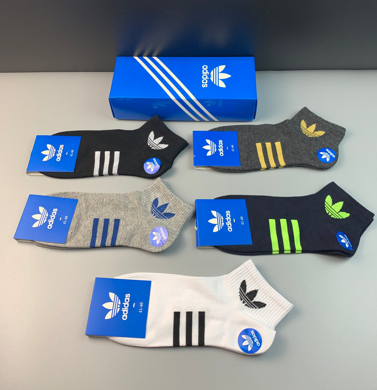 Adidas Cotton Ankle Socks - Box of 5 Pairs