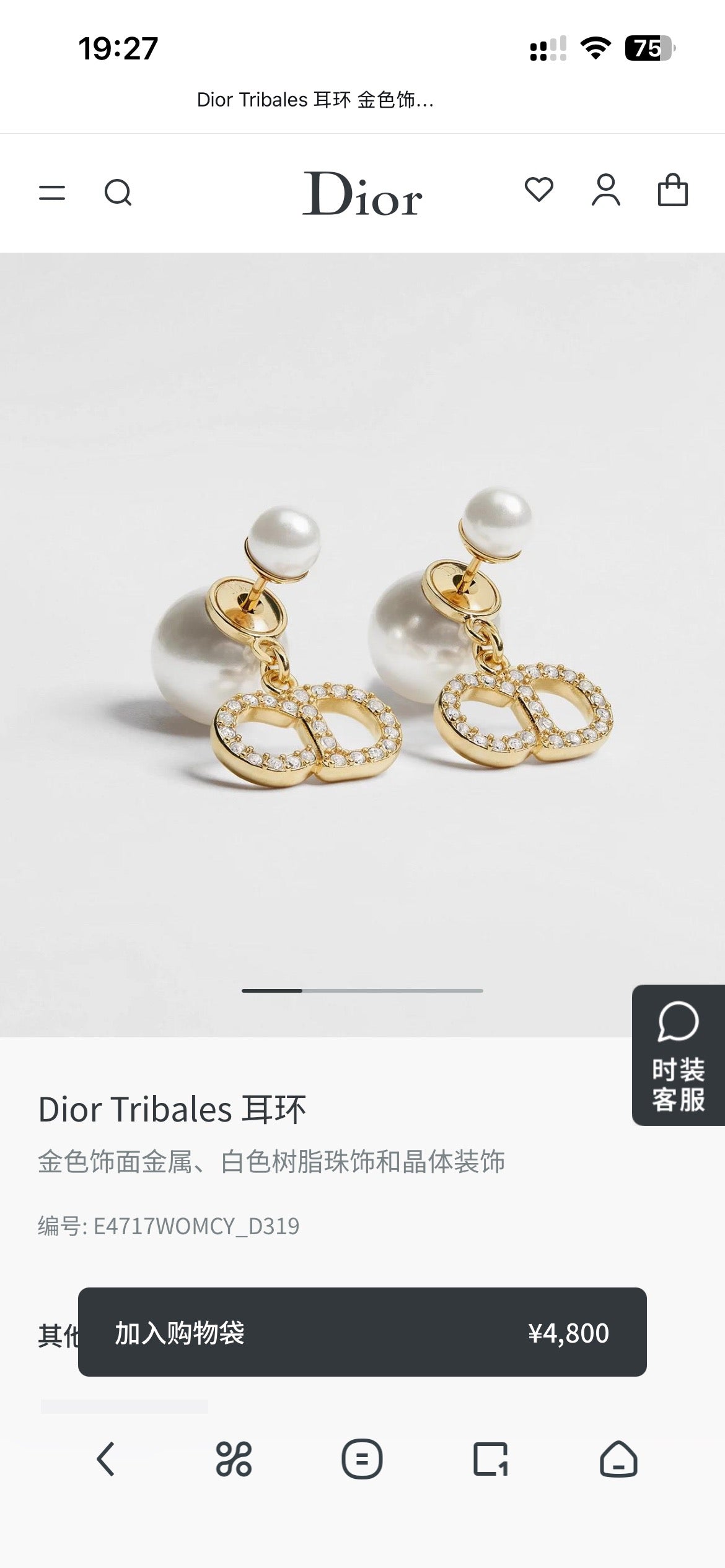 Martin Graham earrings in polished metal-tone – front view