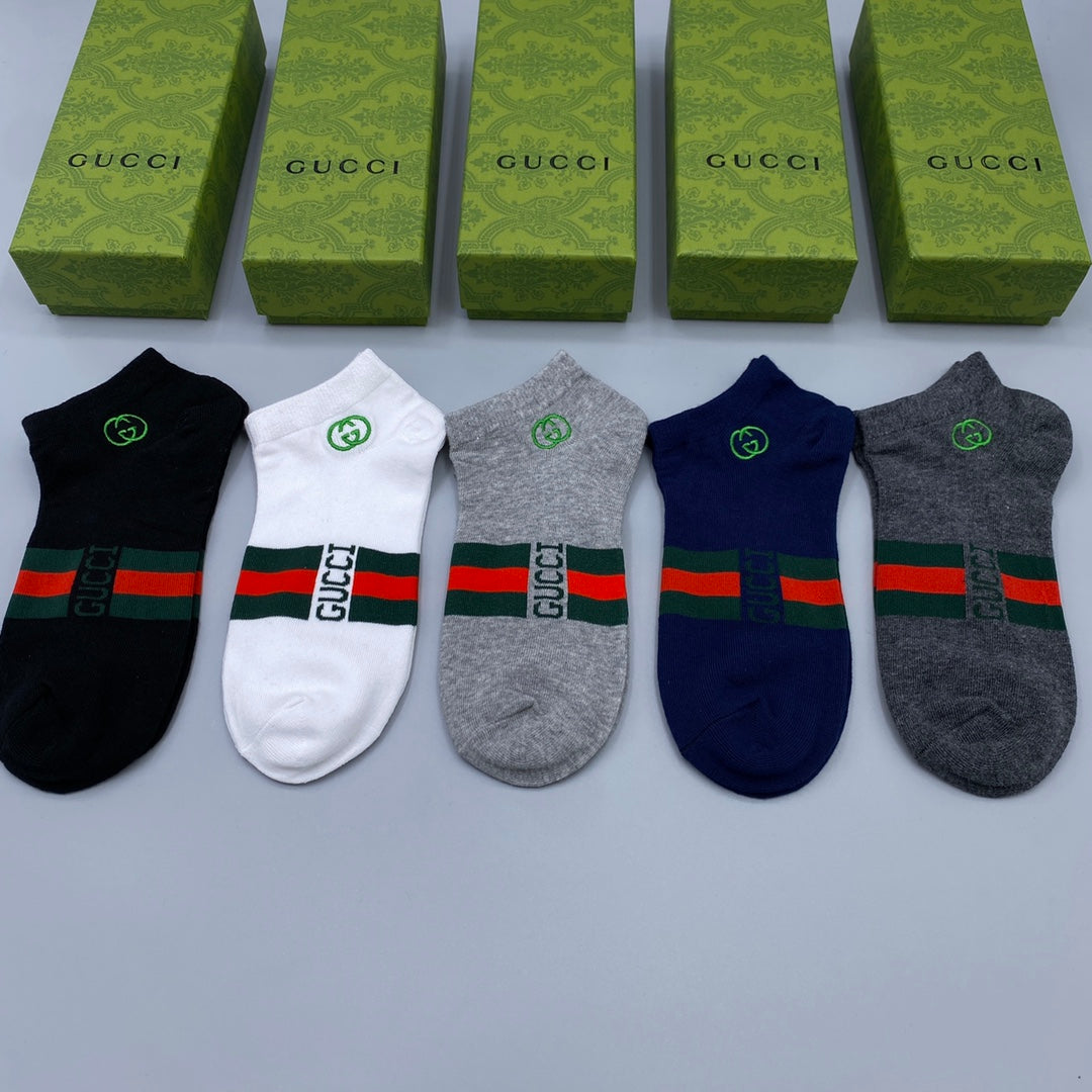 Gucci Striped Ankle Socks - 5-Pair Box