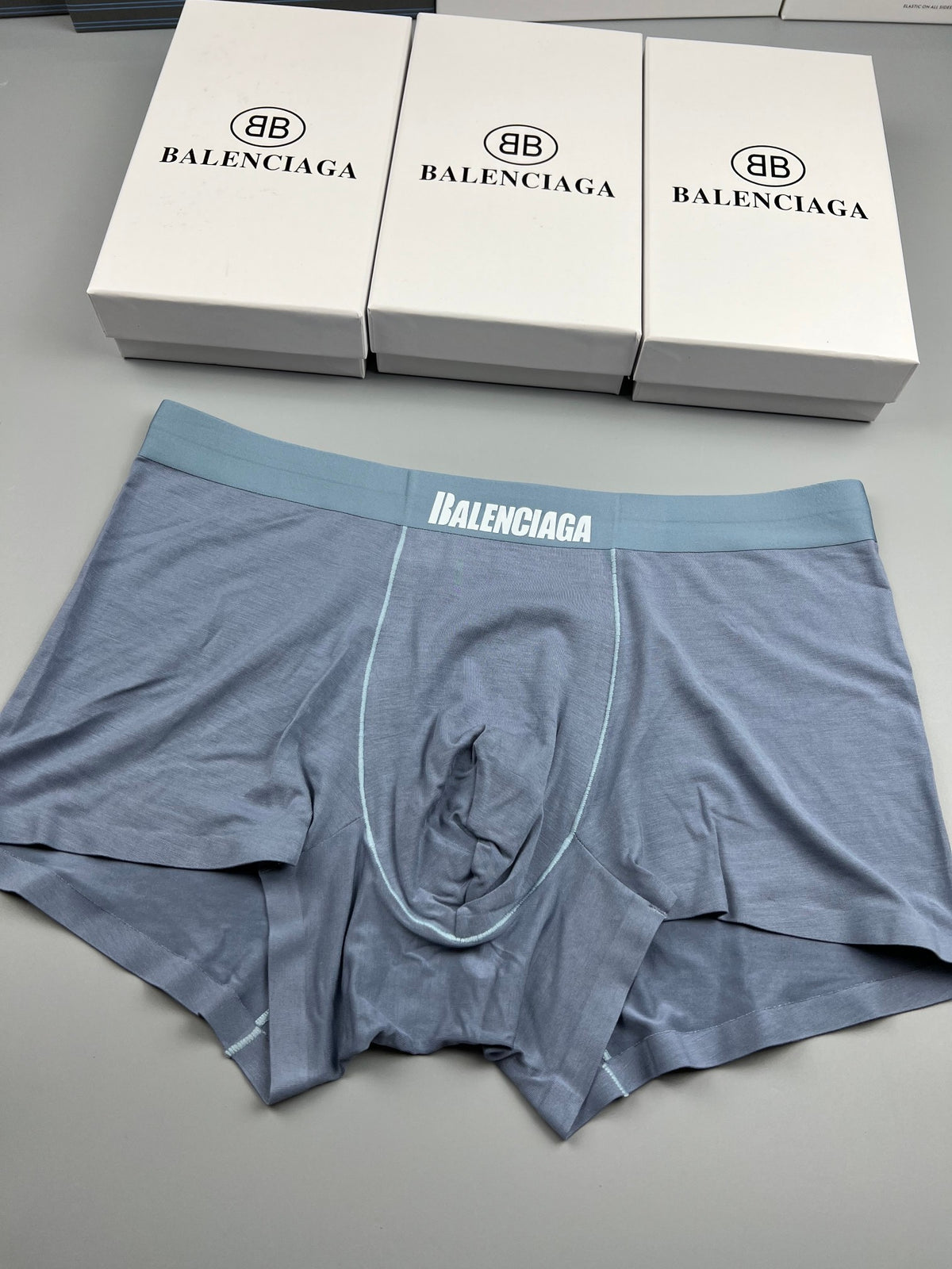 Balenciaga Modal Contrast Wordmark Waistbands Men's Boxer Briefs - 3-Piece Box