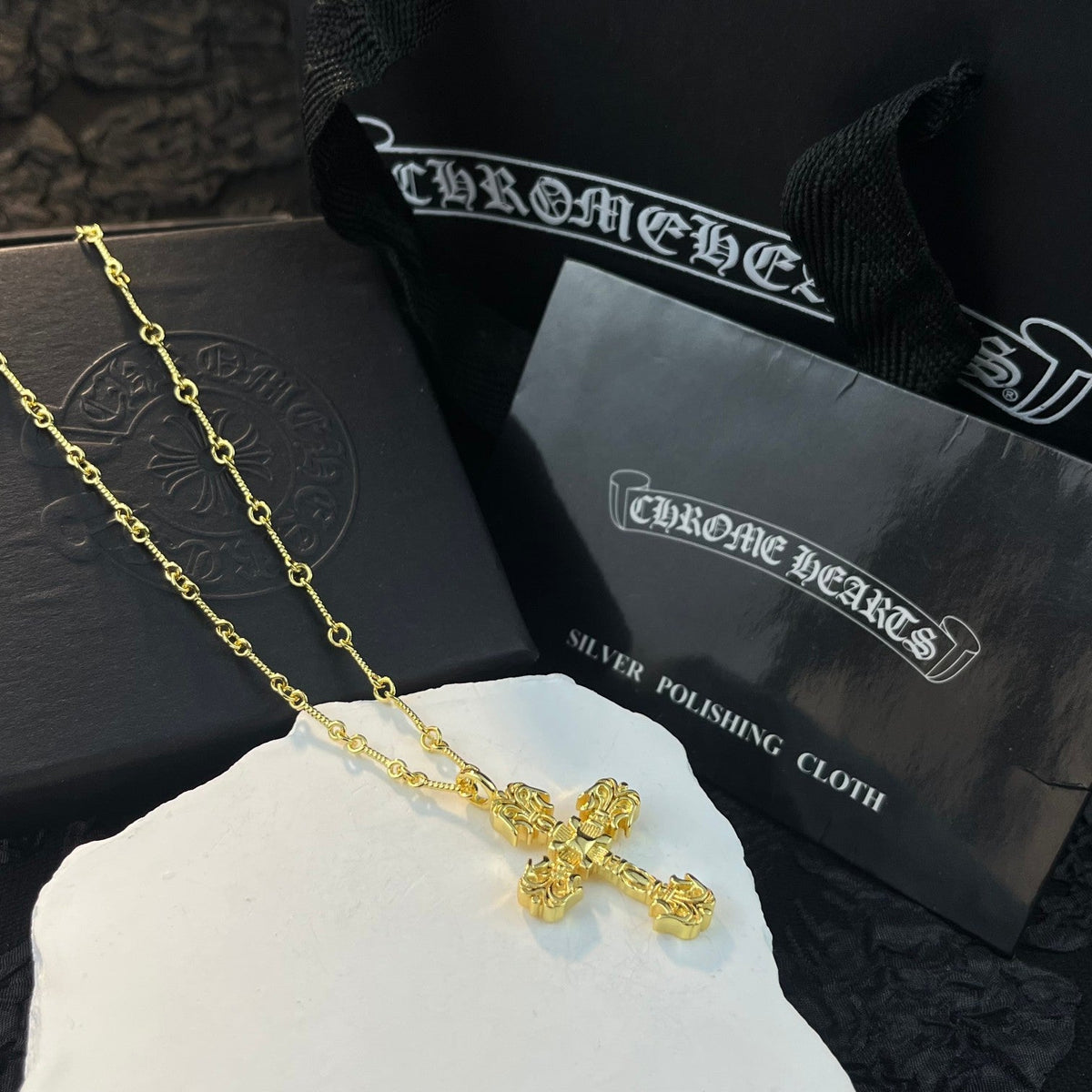 Martin Graham pendant necklace in polished metal-tone – front product view