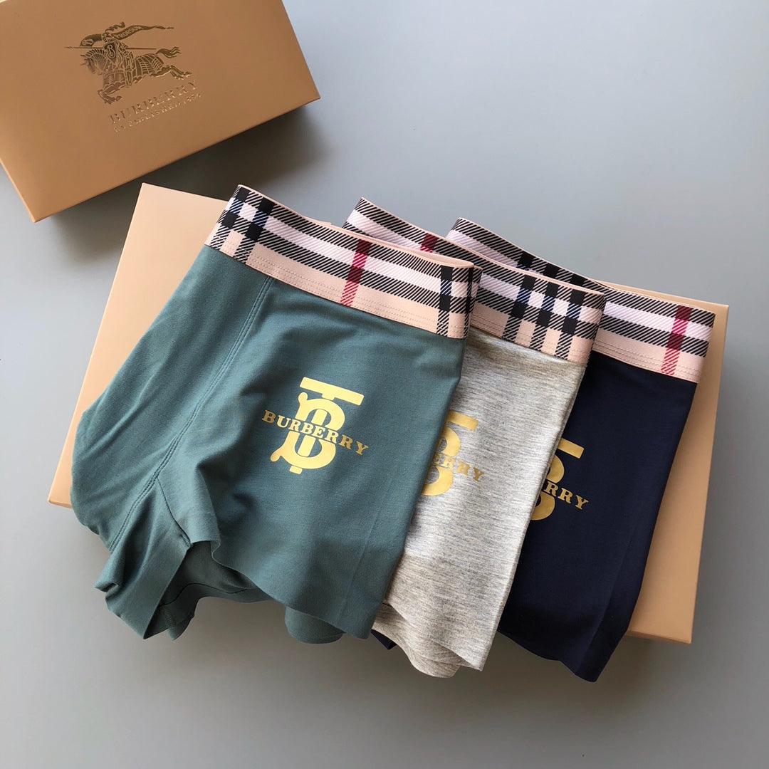 Burberry 93% Modal & 7% Spandex Seamless-Cut Men's Boxer Briefs - 3-Piece Box