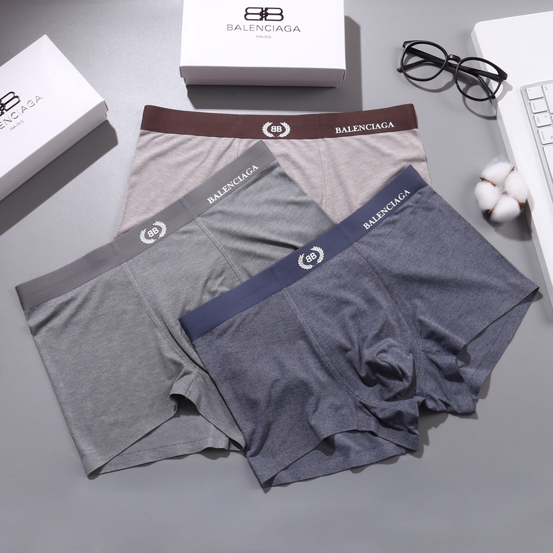 Balenciaga Clean Wordmark Waistbands Men's Boxer Briefs - 3-Piece Box