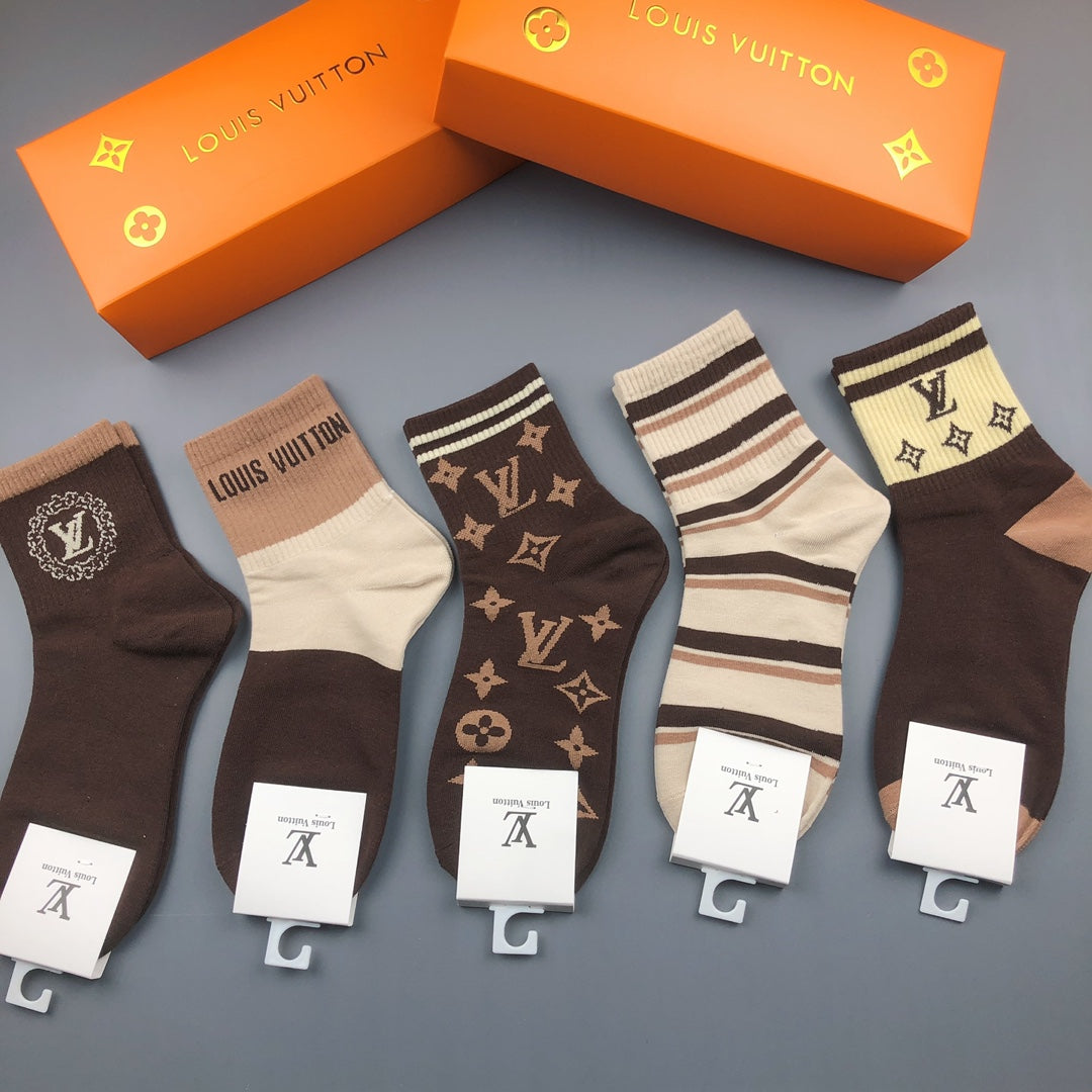 Louis Vuitton Monogram Crew Socks - 5-Pair Box