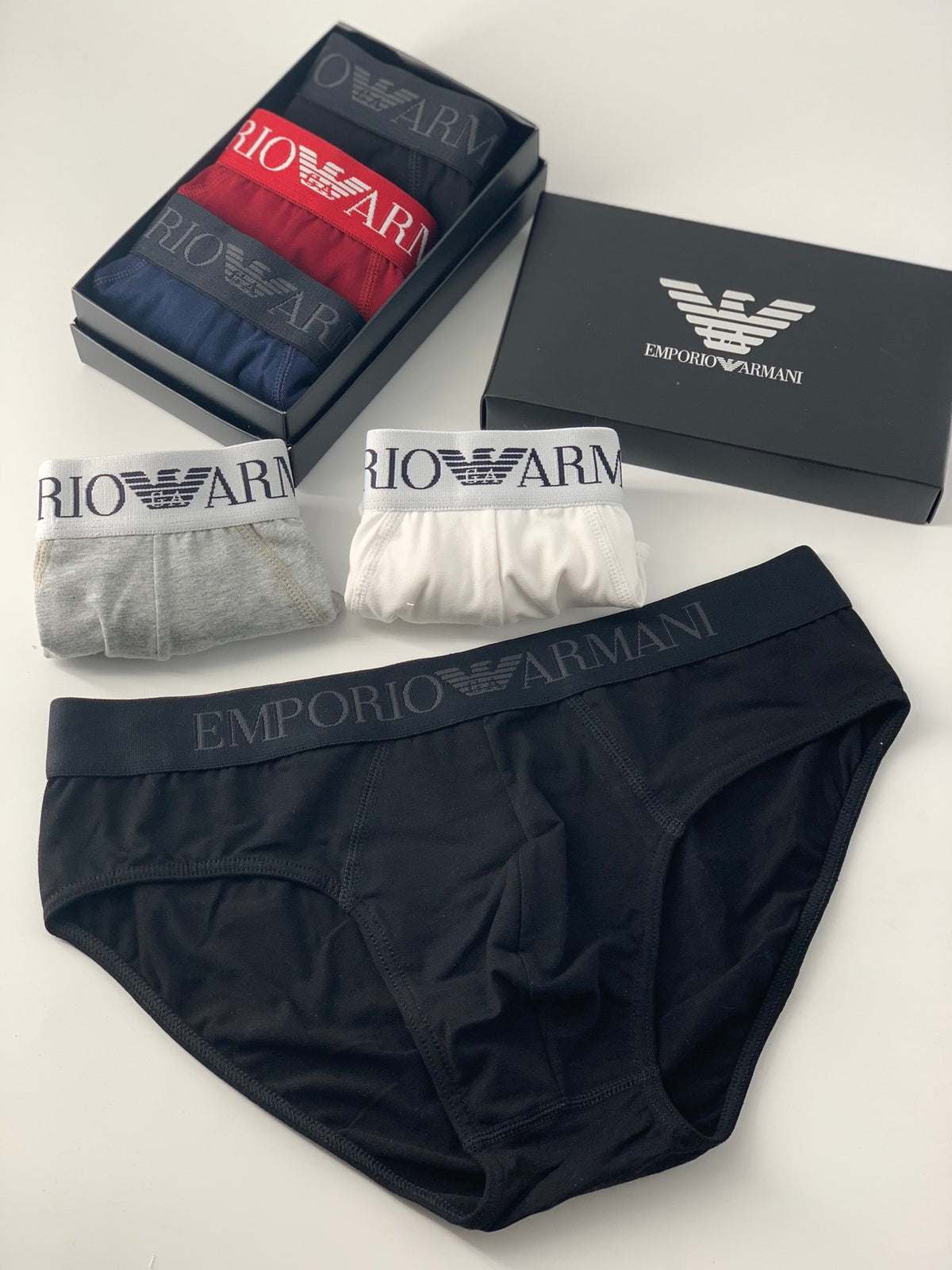 Emporio Armani Cotton Contrast Logo Waistbands Men's Briefs - 3-Piece Box