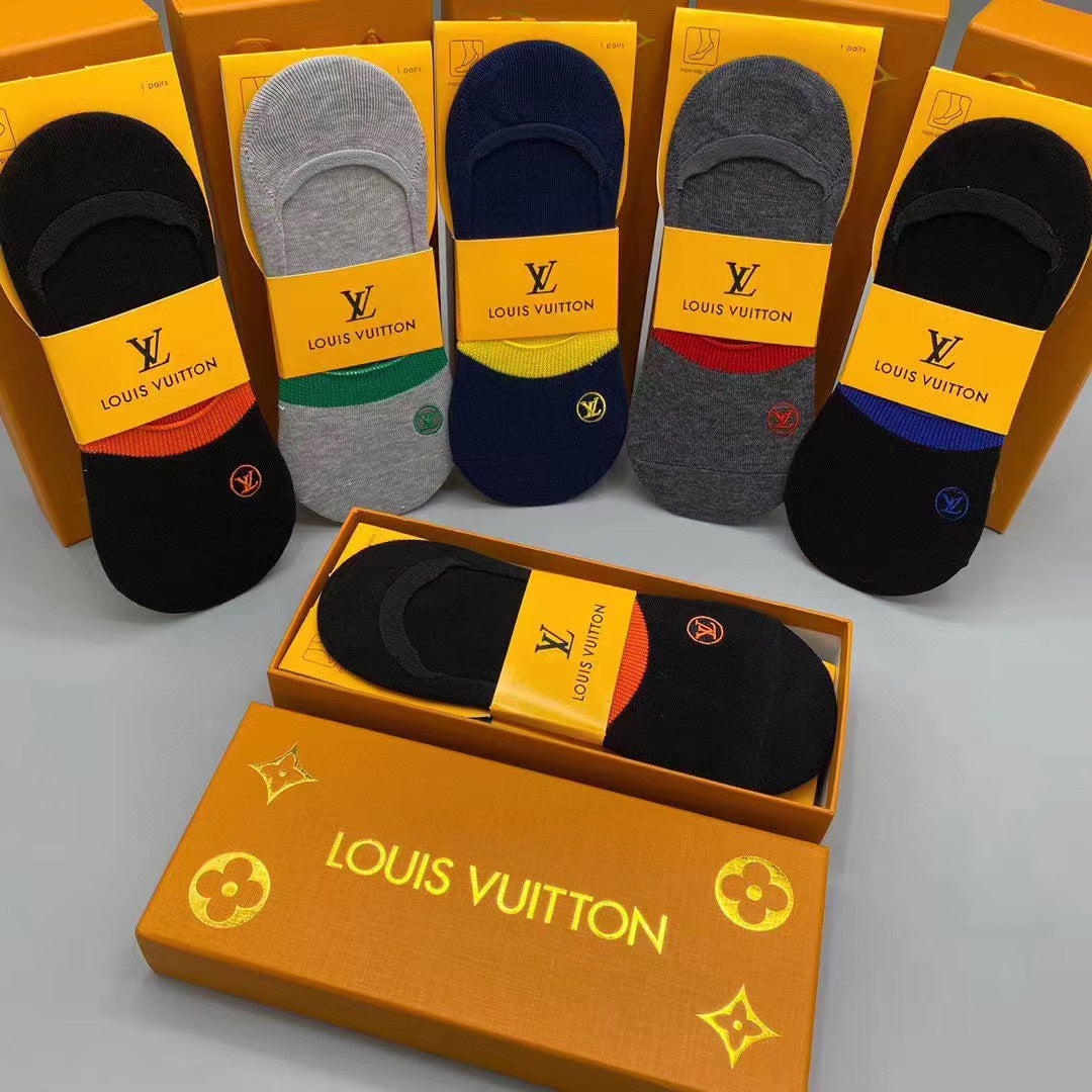 Louis Vuitton Restrained Initial No-Show Socks - 5-Pair Set