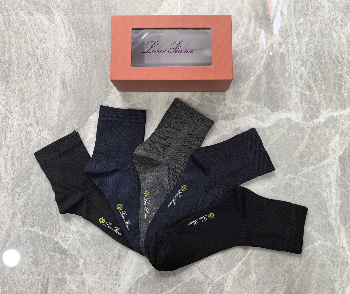 Loro Piana Modal Restrained Script Mid-Calf Socks - 5-Pair Set